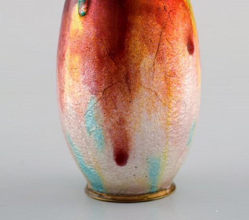 Alexandre Marty for Limoges, France, Art Nouveau Bronze Vase with Enamel Work In Good Condition In Copenhagen, DK