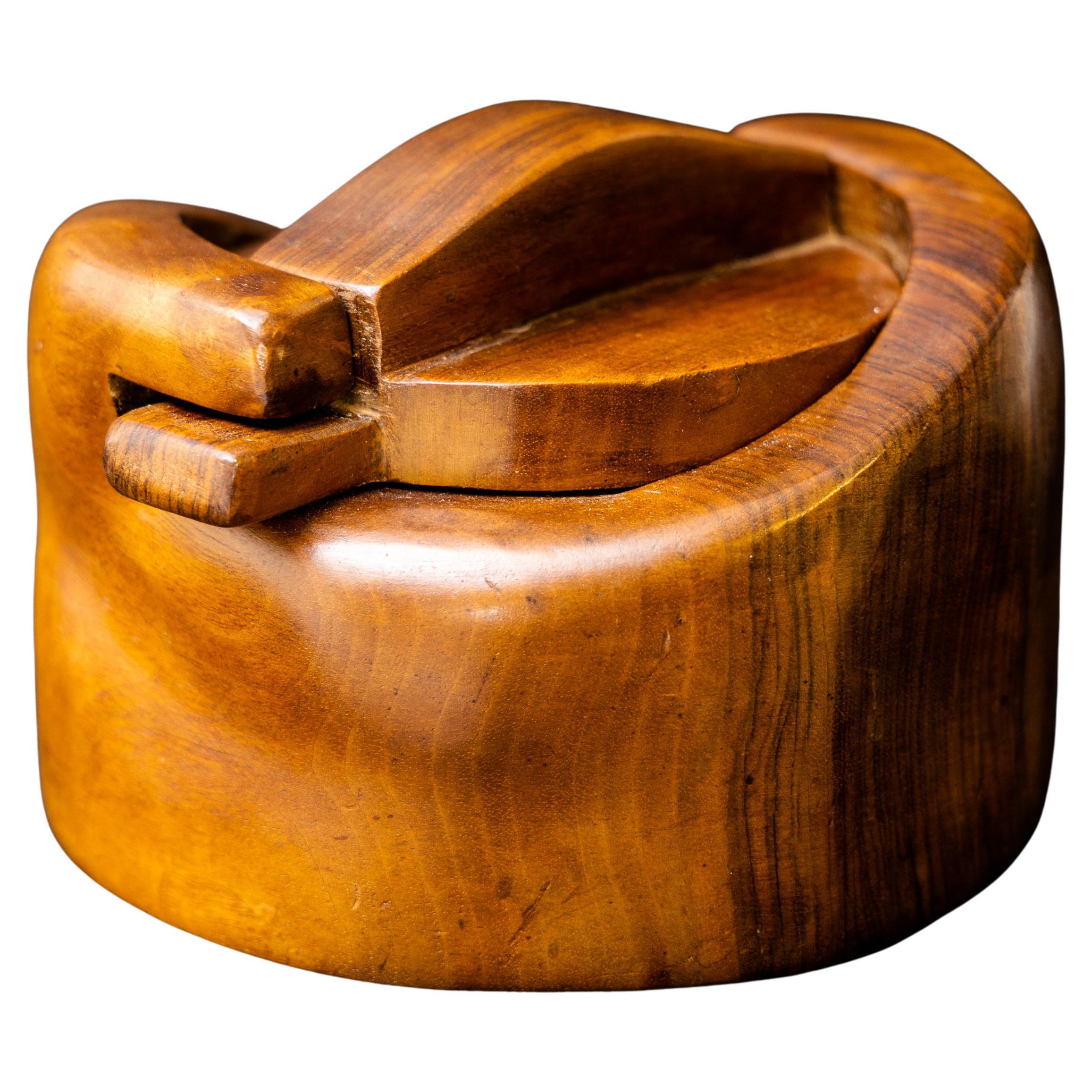 Lidded Box in Walnut by Alexandre Noll (1890-1970), France circa 1950 For Sale