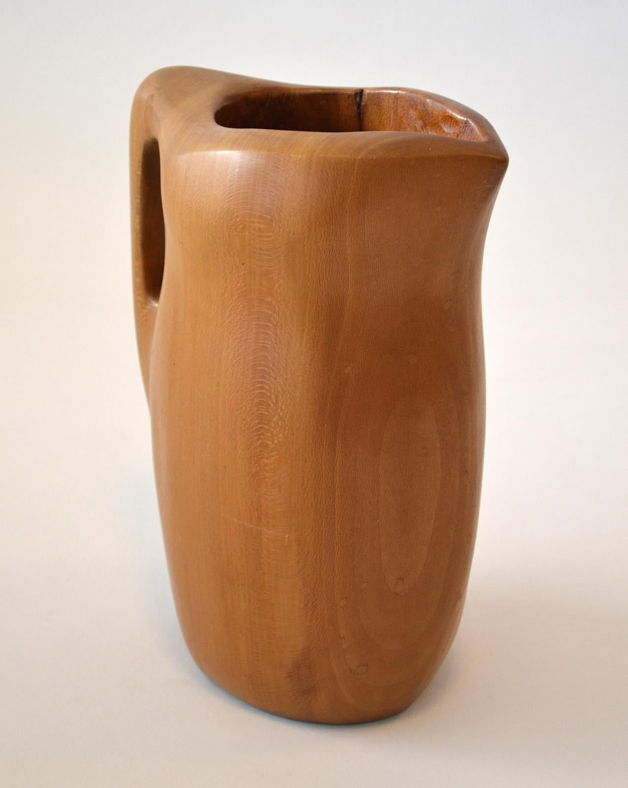 Organic Modern Alexandre Noll Pitcher in Carved Sycamore France c. 1950  For Sale