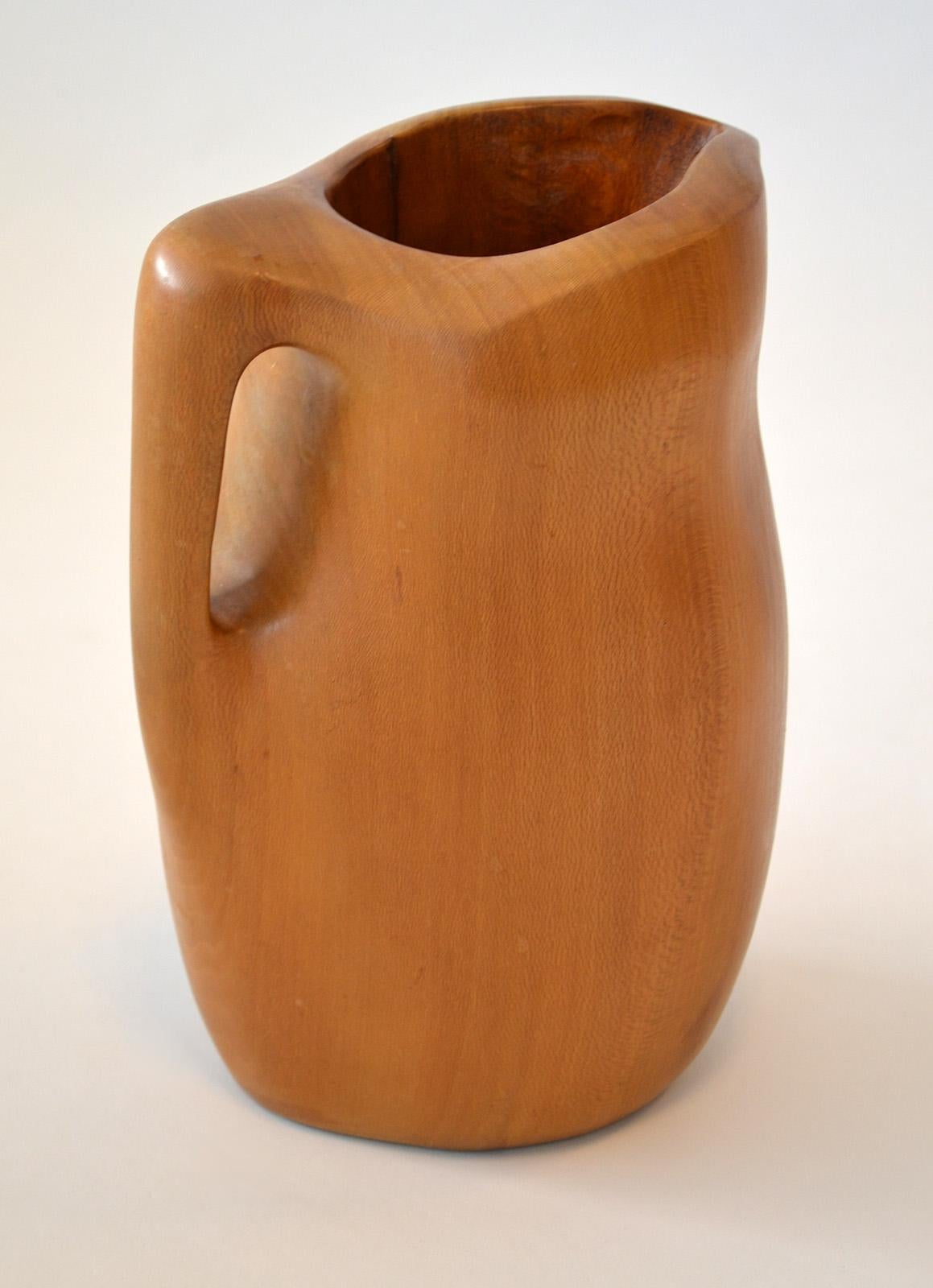 French Alexandre Noll Pitcher in Carved Sycamore France c. 1950  For Sale