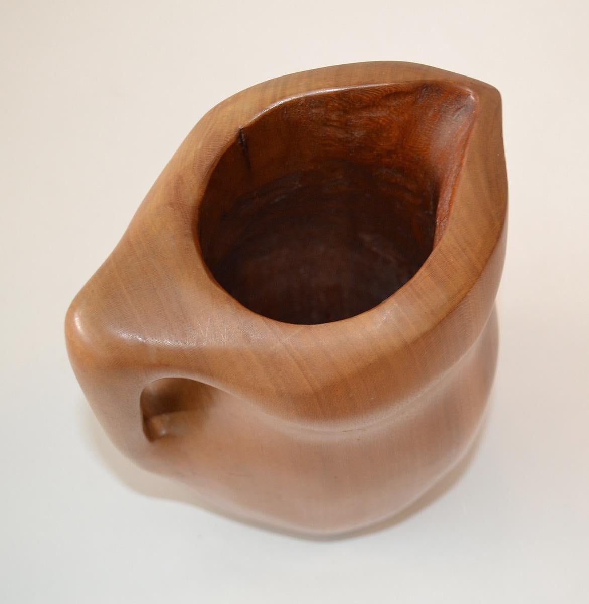 Alexandre Noll Pitcher in Carved Sycamore France c. 1950  In Good Condition For Sale In Ft Lauderdale, FL