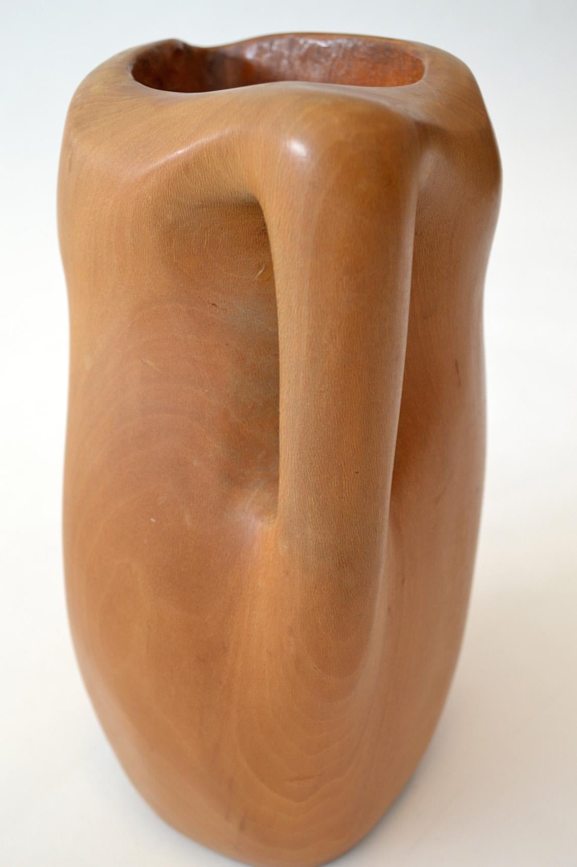 20th Century Alexandre Noll Pitcher in Carved Sycamore France c. 1950  For Sale