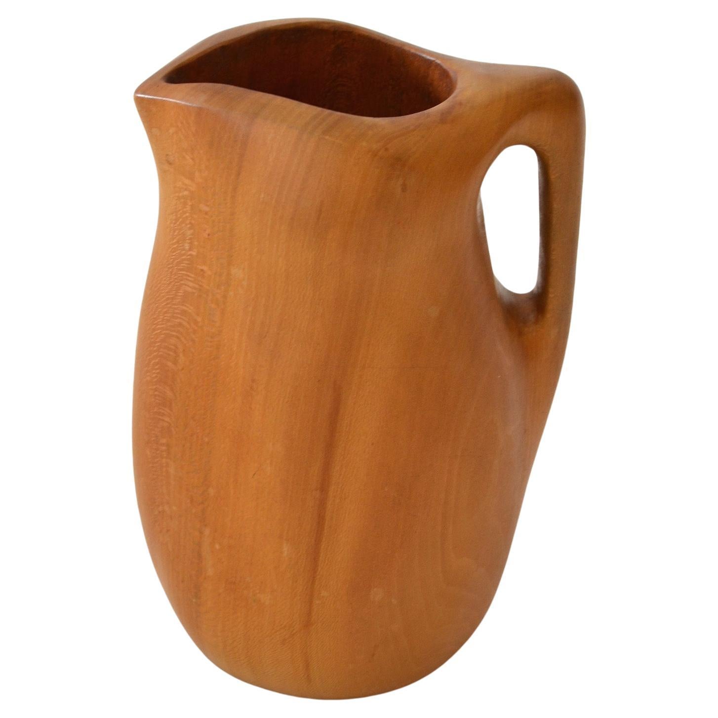 Alexandre Noll Pitcher in Carved Sycamore France c. 1950  For Sale