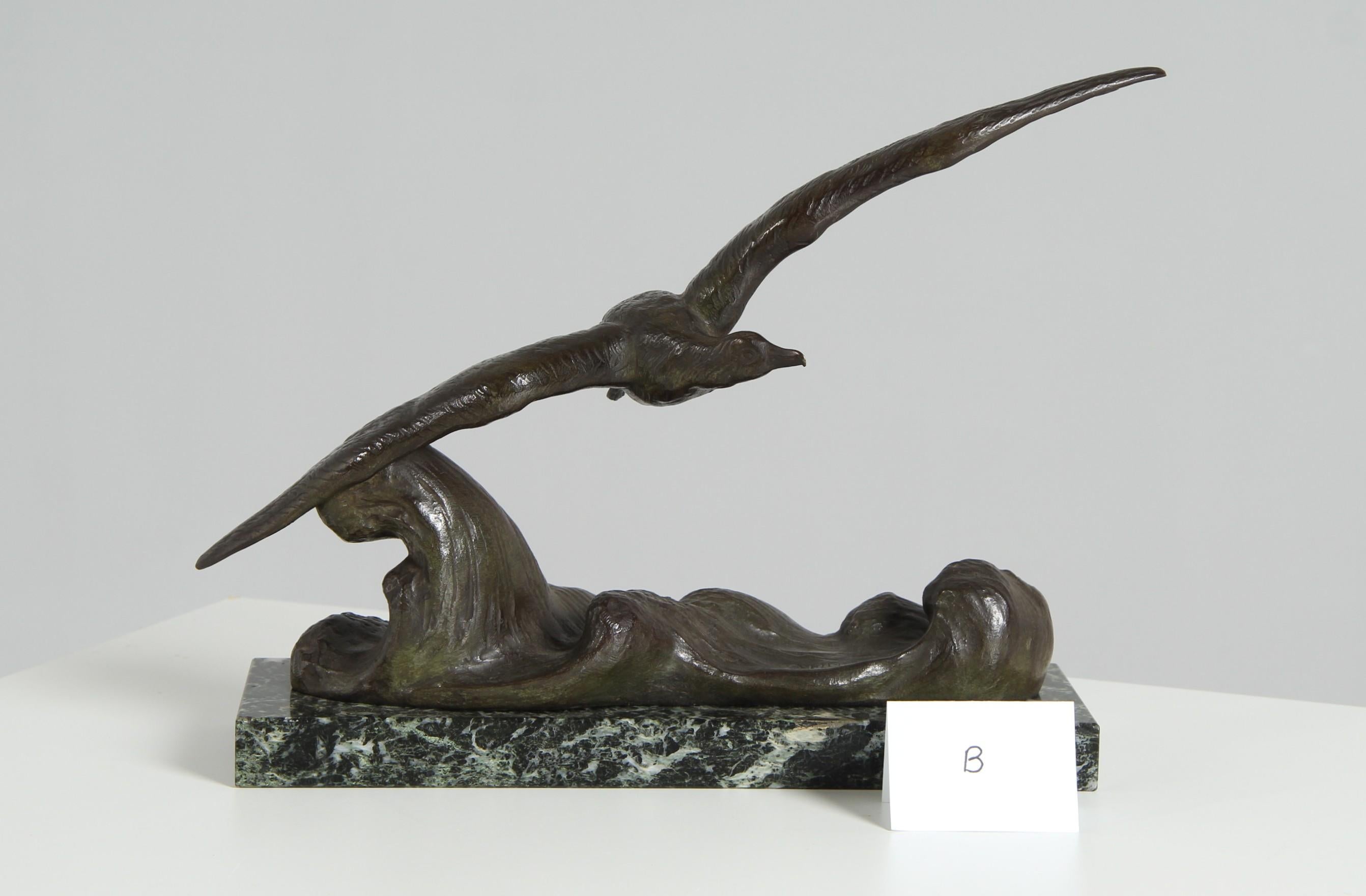 Alexandre Ouline, Bronze Sculpture of a Flying Albatross, 1920s For Sale 3
