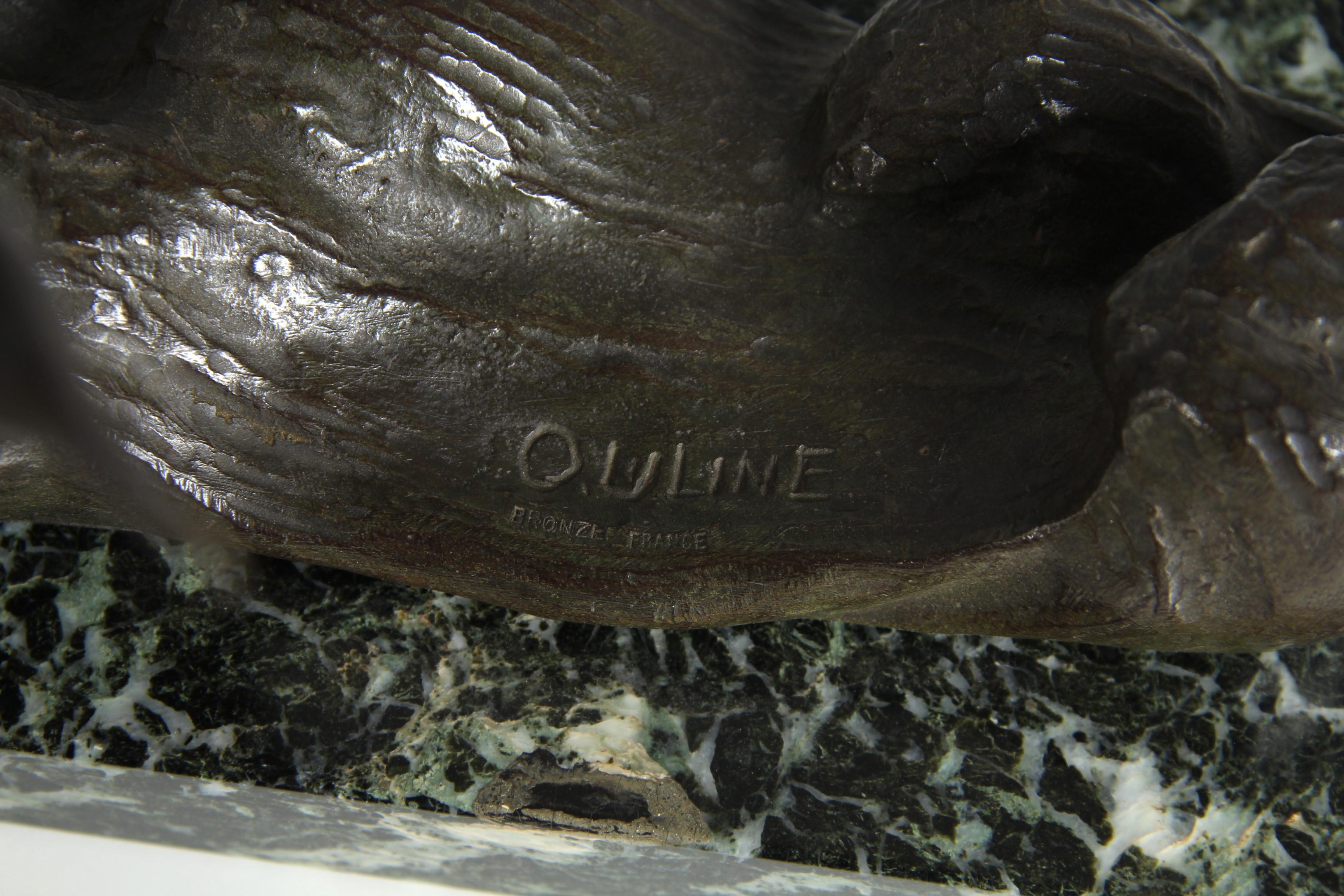 Early 20th Century Alexandre Ouline, Bronze Sculpture of a Flying Albatross, 1920s For Sale