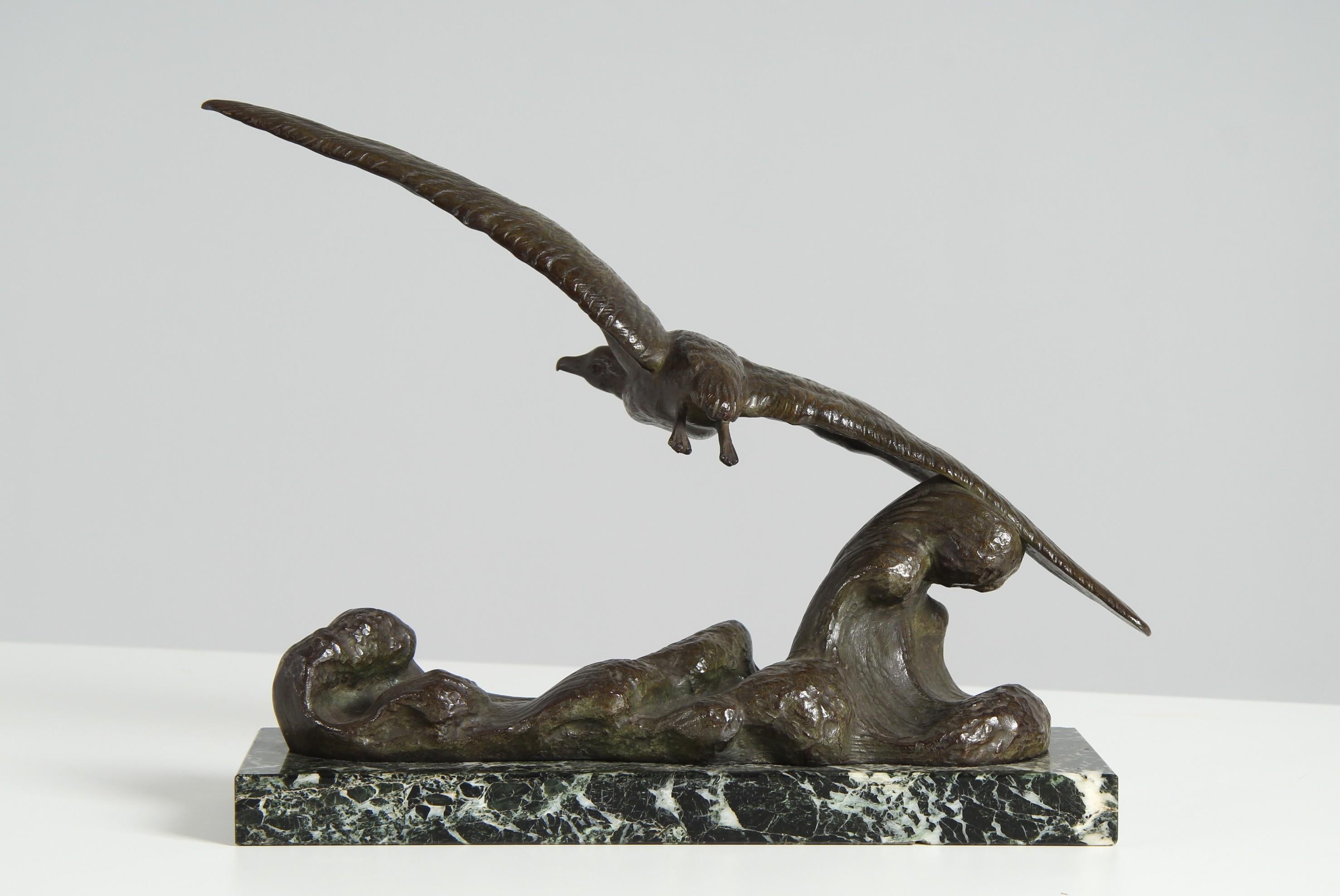 Alexandre Ouline, Bronze Sculpture of a Flying Albatross, 1920s For Sale 1