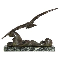 Alexandre Ouline, Bronze Sculpture of a Flying Albatross, 1920s