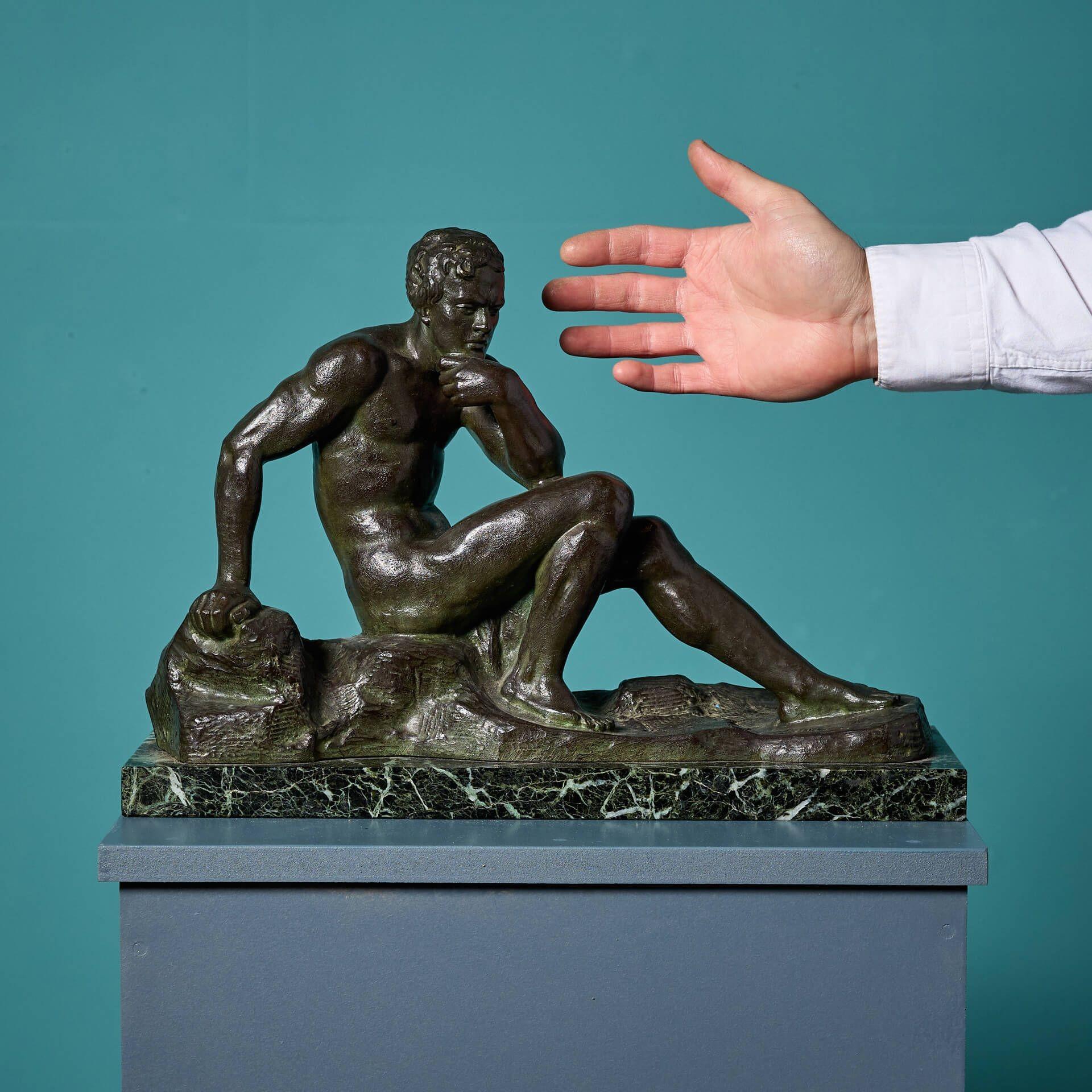Art Déco Alexandre Ouline Scultura in bronzo di atleta in vendita