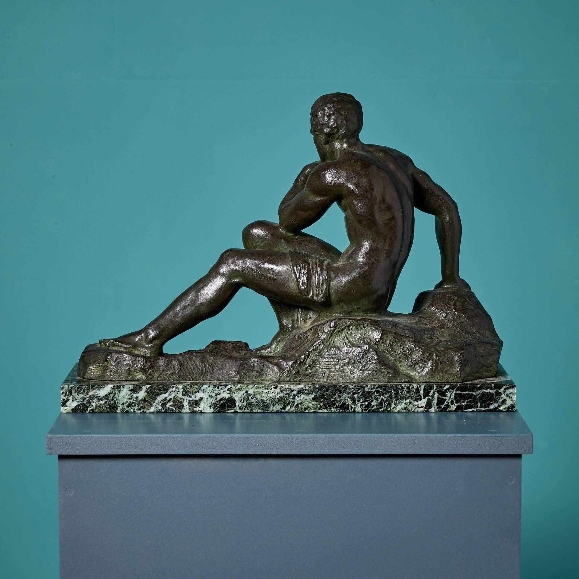 XX secolo Alexandre Ouline Scultura in bronzo di atleta in vendita