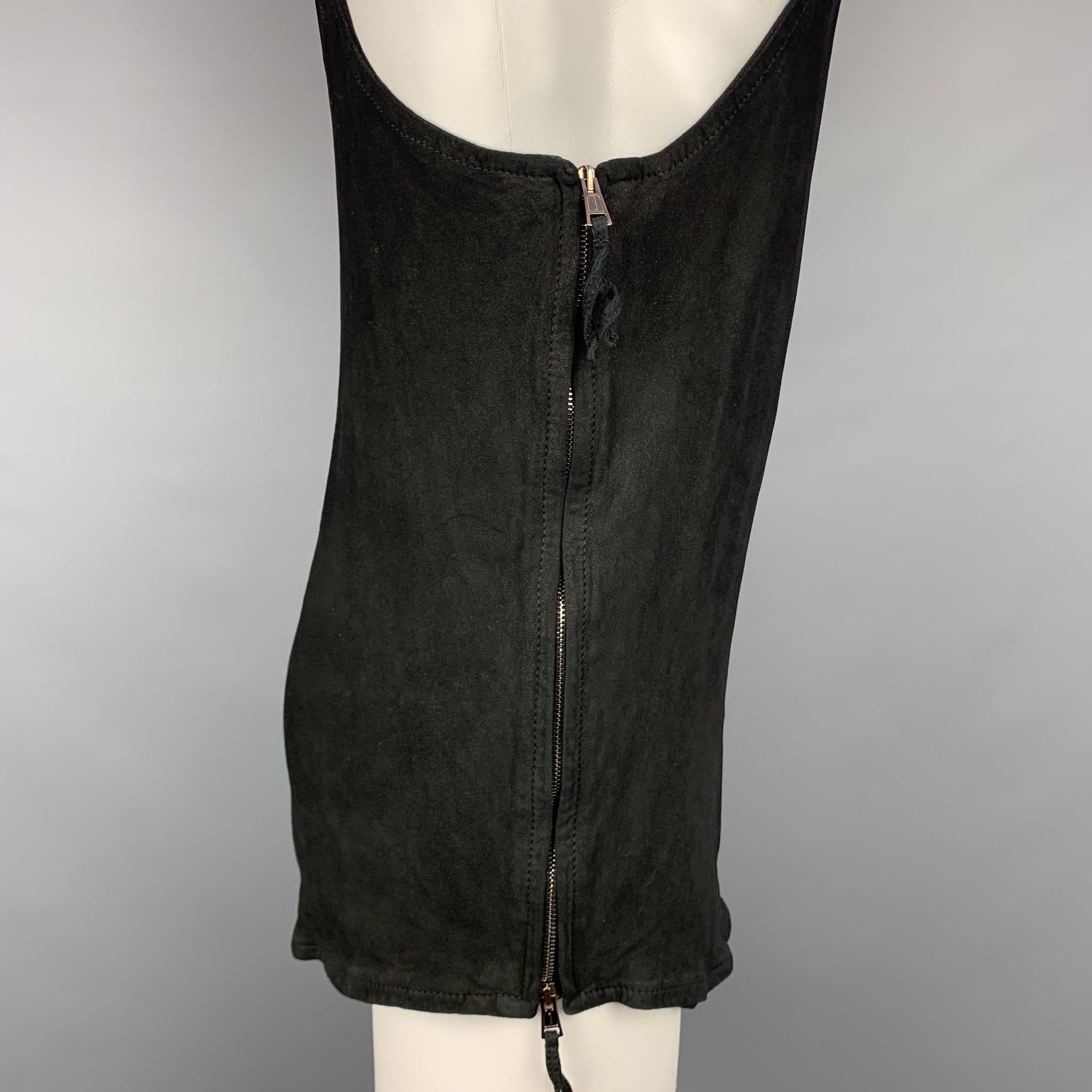 ALEXANDRE PLOKHOV Size M Black Suede Side Zippers Tank Top In Good Condition In San Francisco, CA