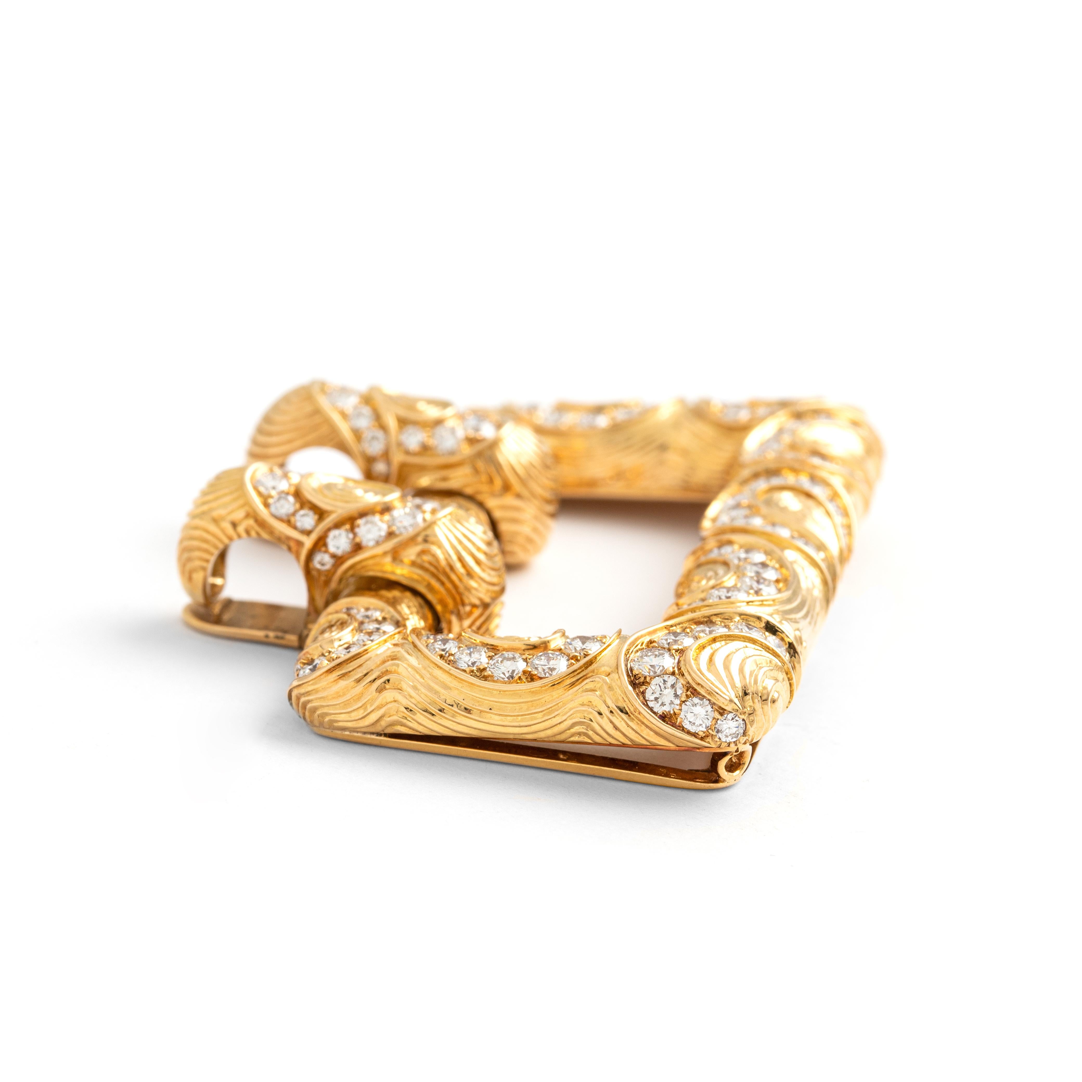 Alexandre Reza Diamond Yellow Gold 18K Demi Parure Set Earrings Necklace For Sale 4