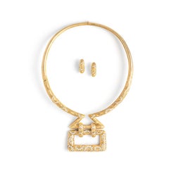 Alexandre Reza, collier de boucles d'oreilles Demi Parure en or jaune 18 carats et diamants