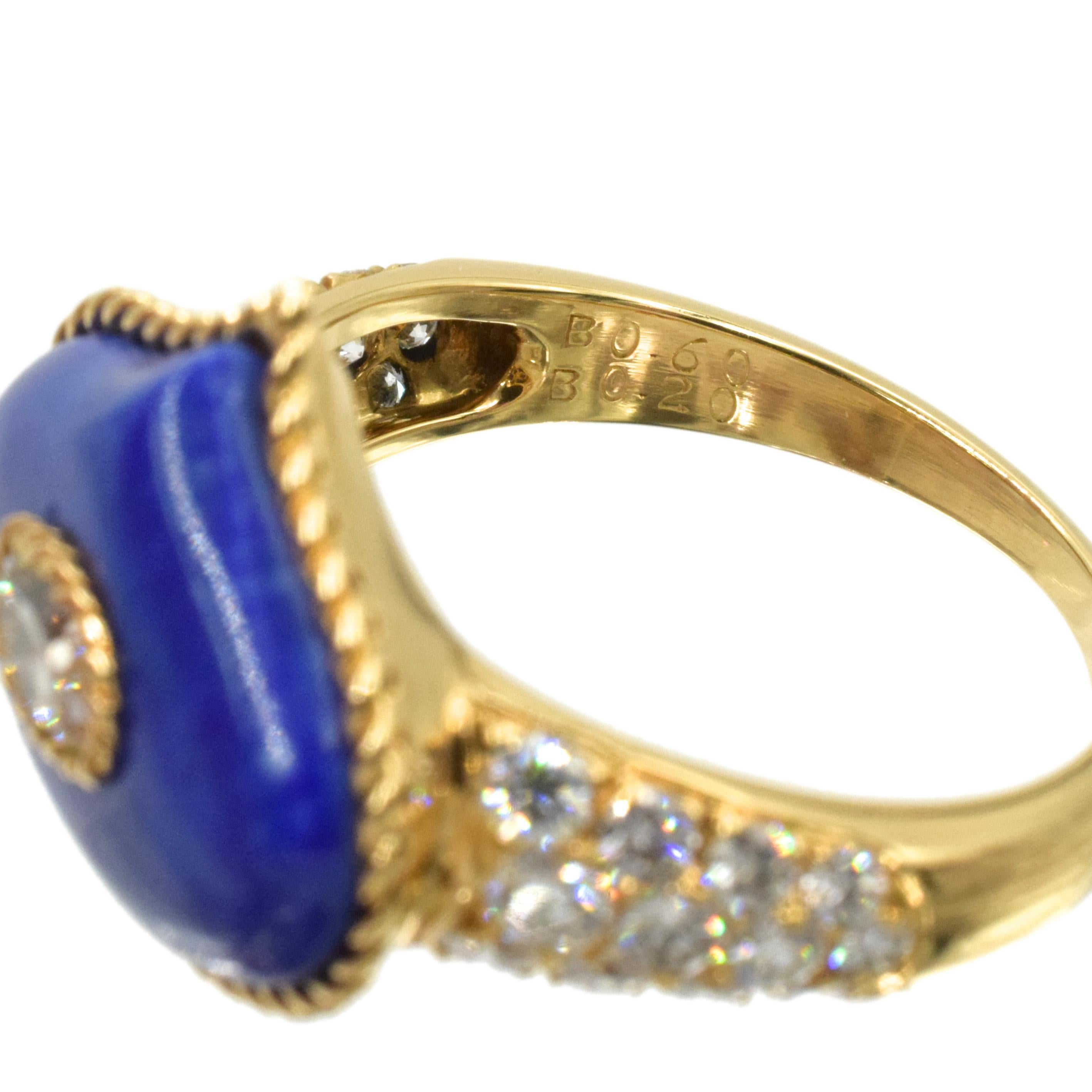 Women's Alexandre Reza Lapis Lazuli and Diamond Ring in 18k Yellow Gold For Sale