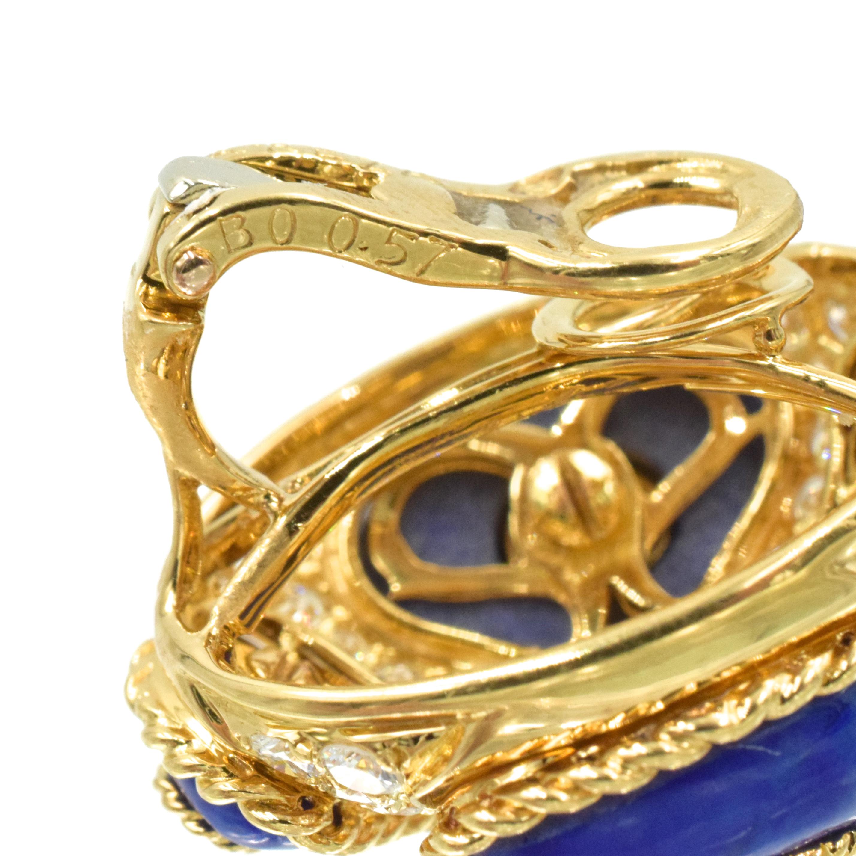 Alexandre Reza Lapis Lazuli and Diamond Ring in 18k Yellow Gold For Sale 1