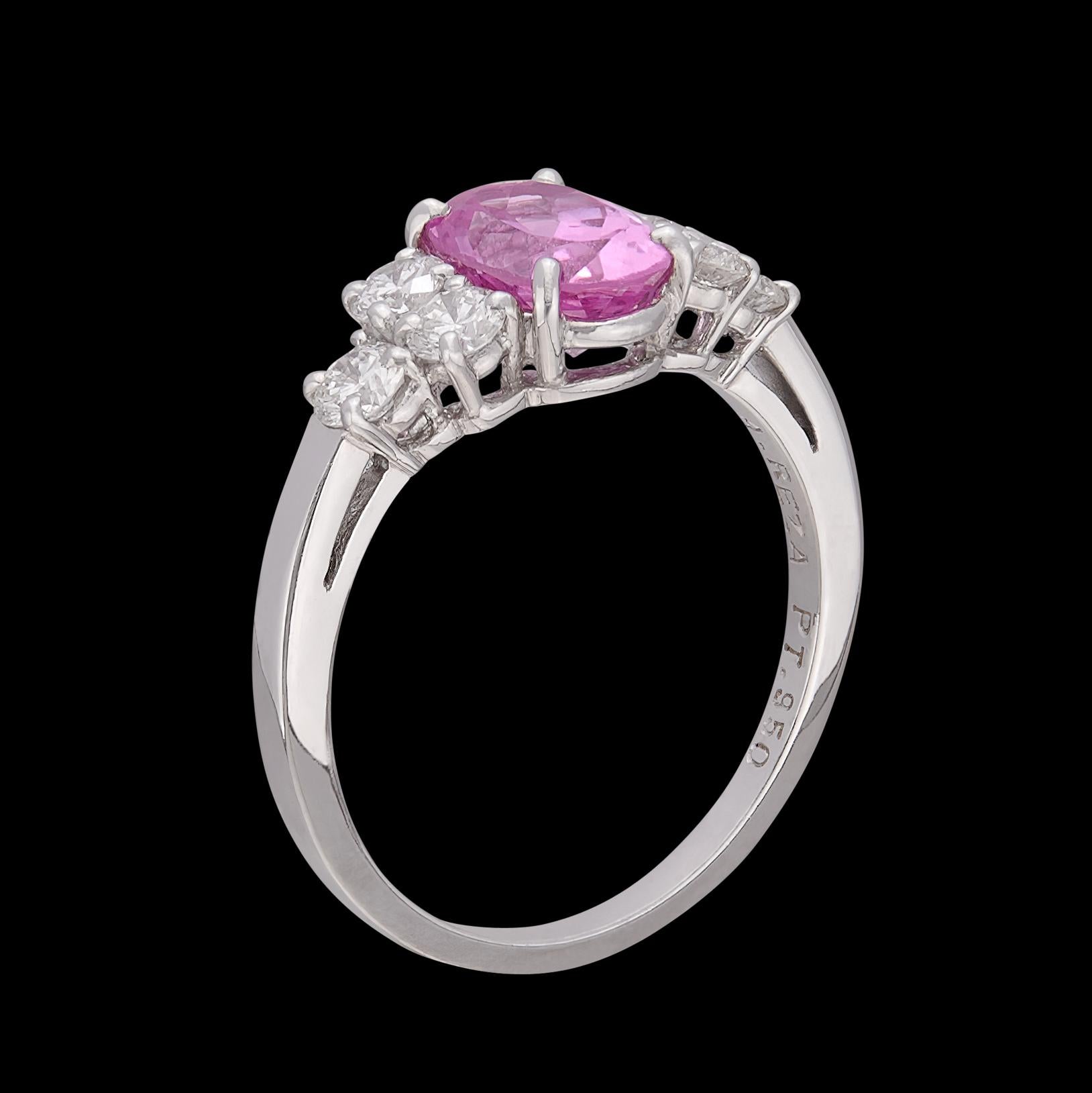 Alexandre Reza No Heat 1.57-Ct Pink Sapphire Ring, French In New Condition For Sale In San Francisco, CA