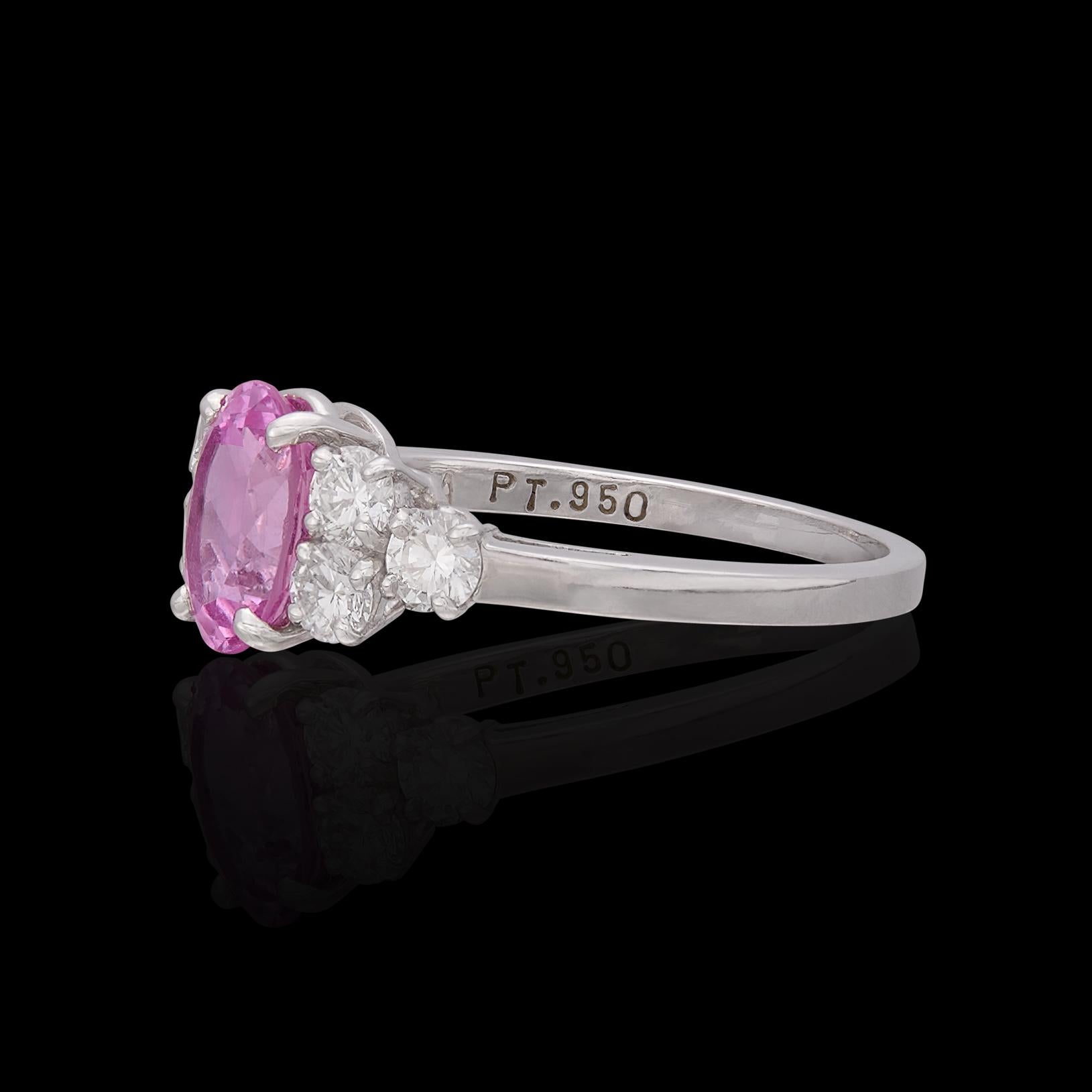 Alexandre Reza No Heat 1.57-Ct Pink Sapphire Ring, French For Sale 1