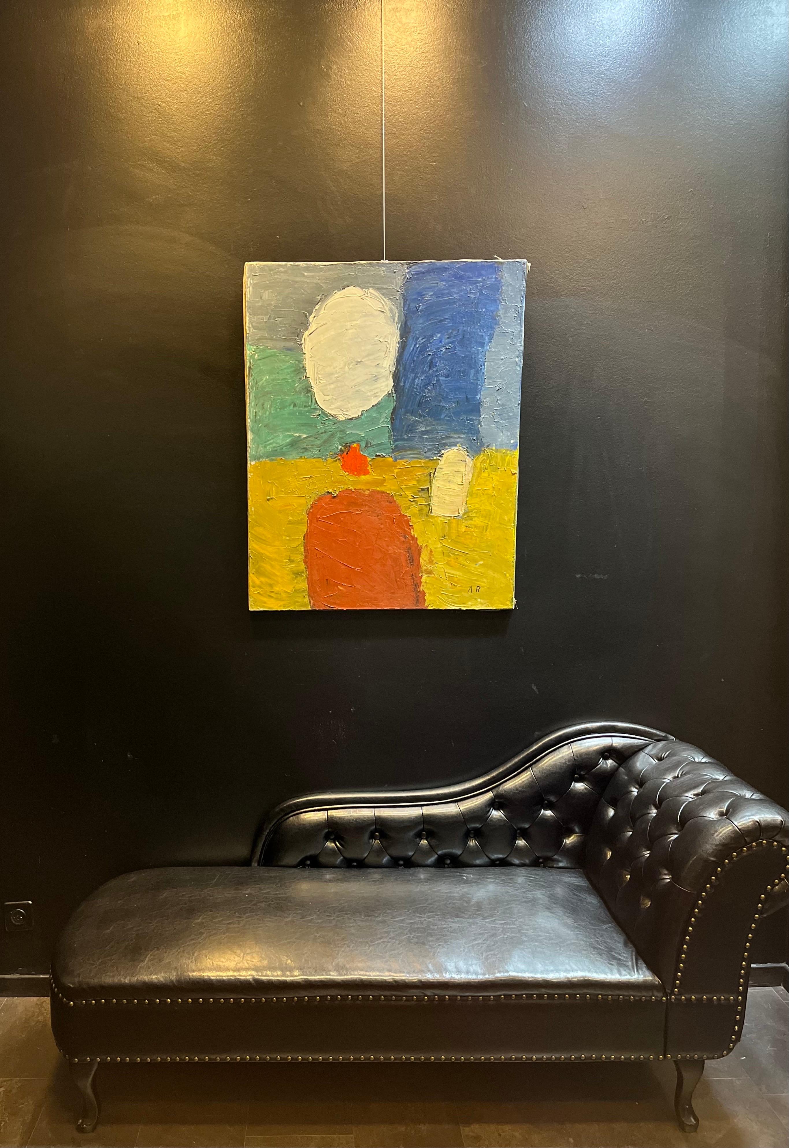 Abstract Composition N°3 by Alexandre Rochat - Oil on Canvas - 93x73 cm For Sale 9