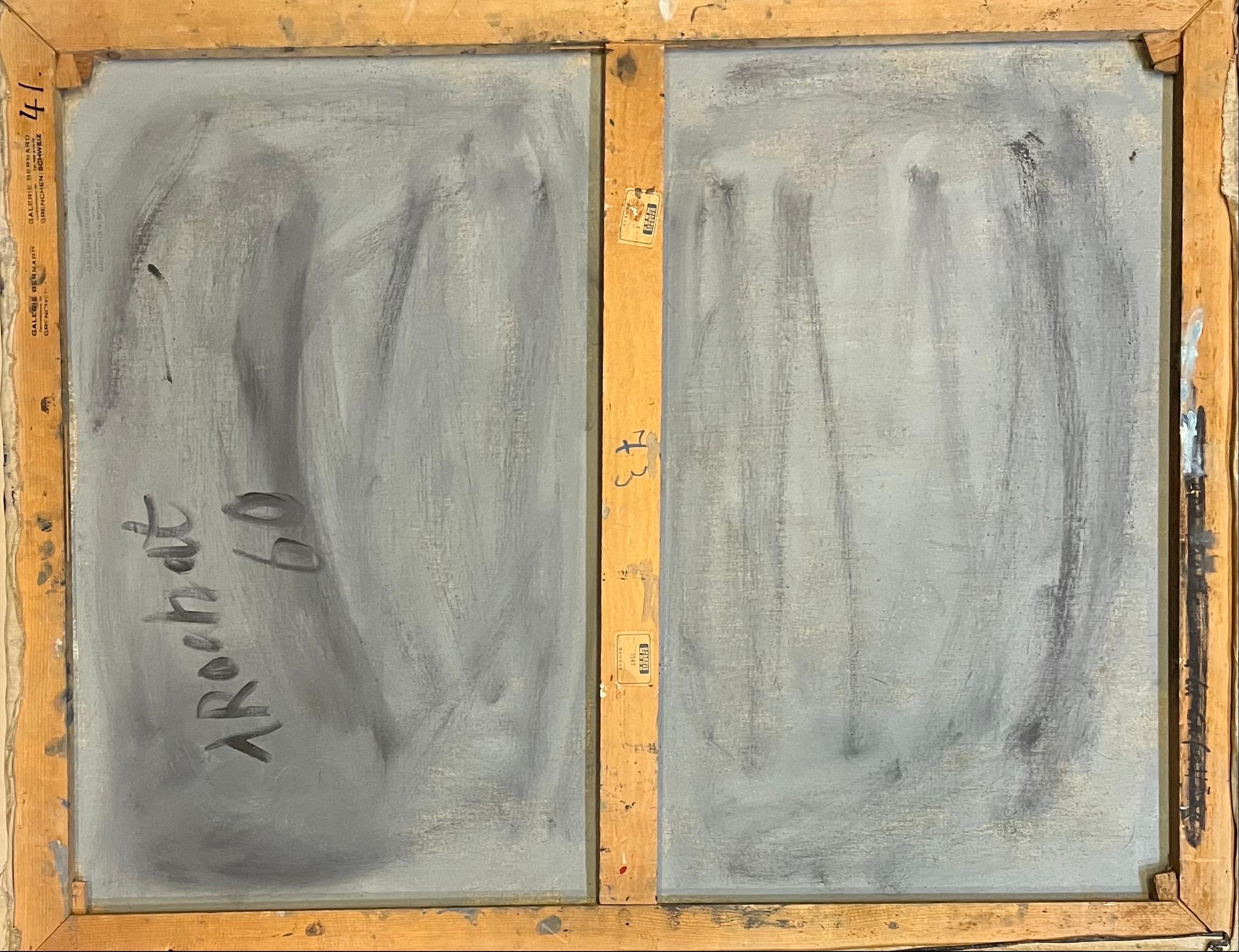 Abstract Composition N°3 by Alexandre Rochat - Oil on Canvas - 93x73 cm For Sale 8