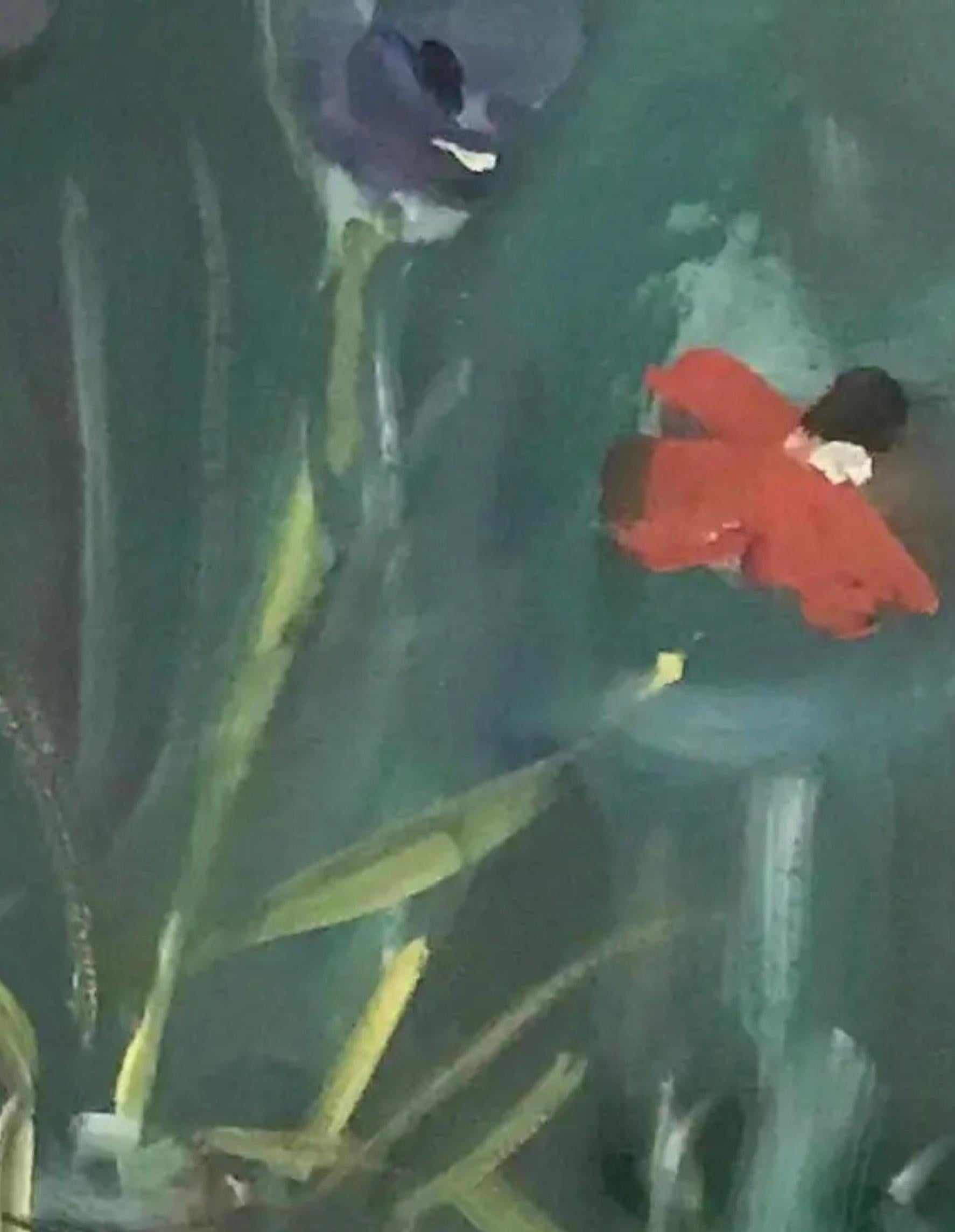 „Anemones in einer Glasvase“ von Alexandre Rochat – Gouache im Angebot 6