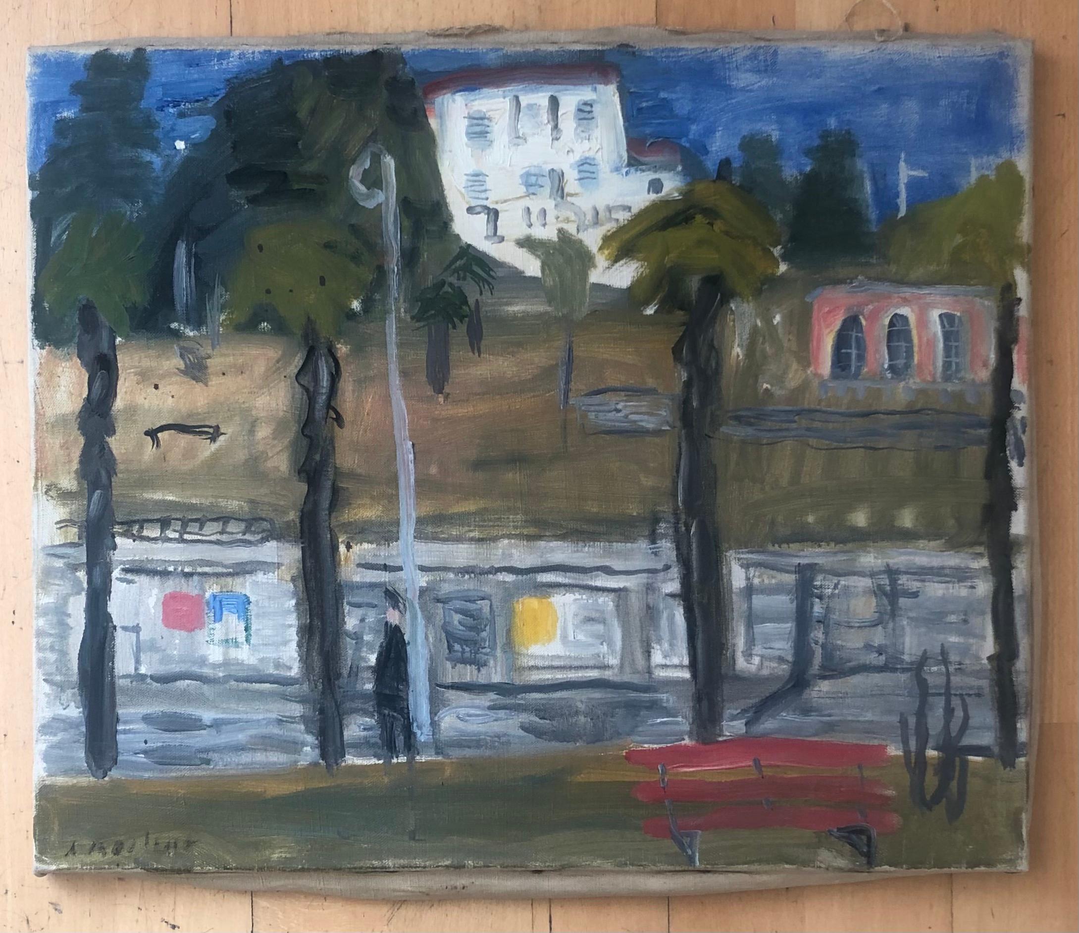 Bench by the water - Painting by Alexandre Rochat