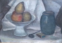Vintage Still life with pipe and fruit
