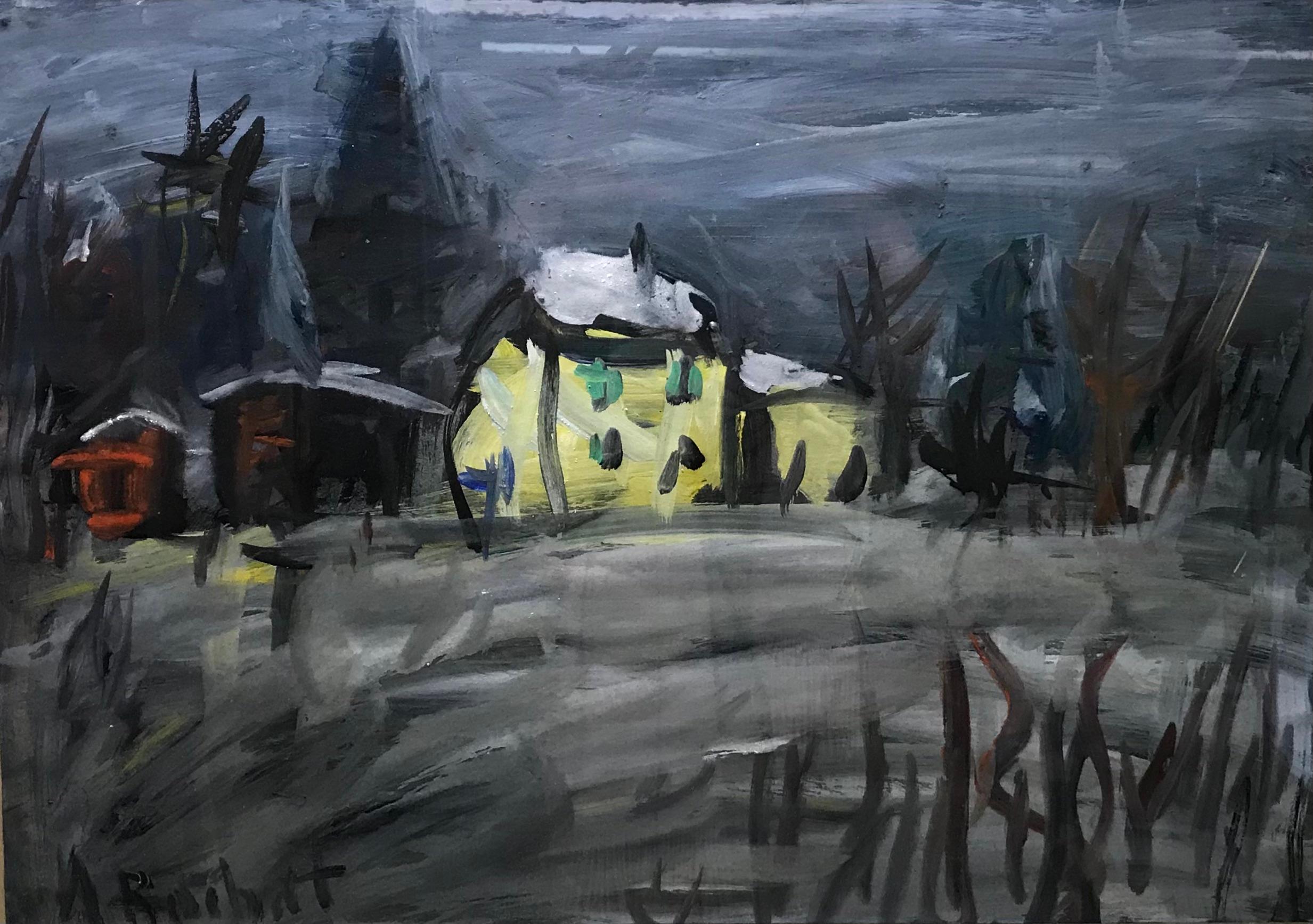 Alexandre Rochat Landscape Painting - The little yellow house