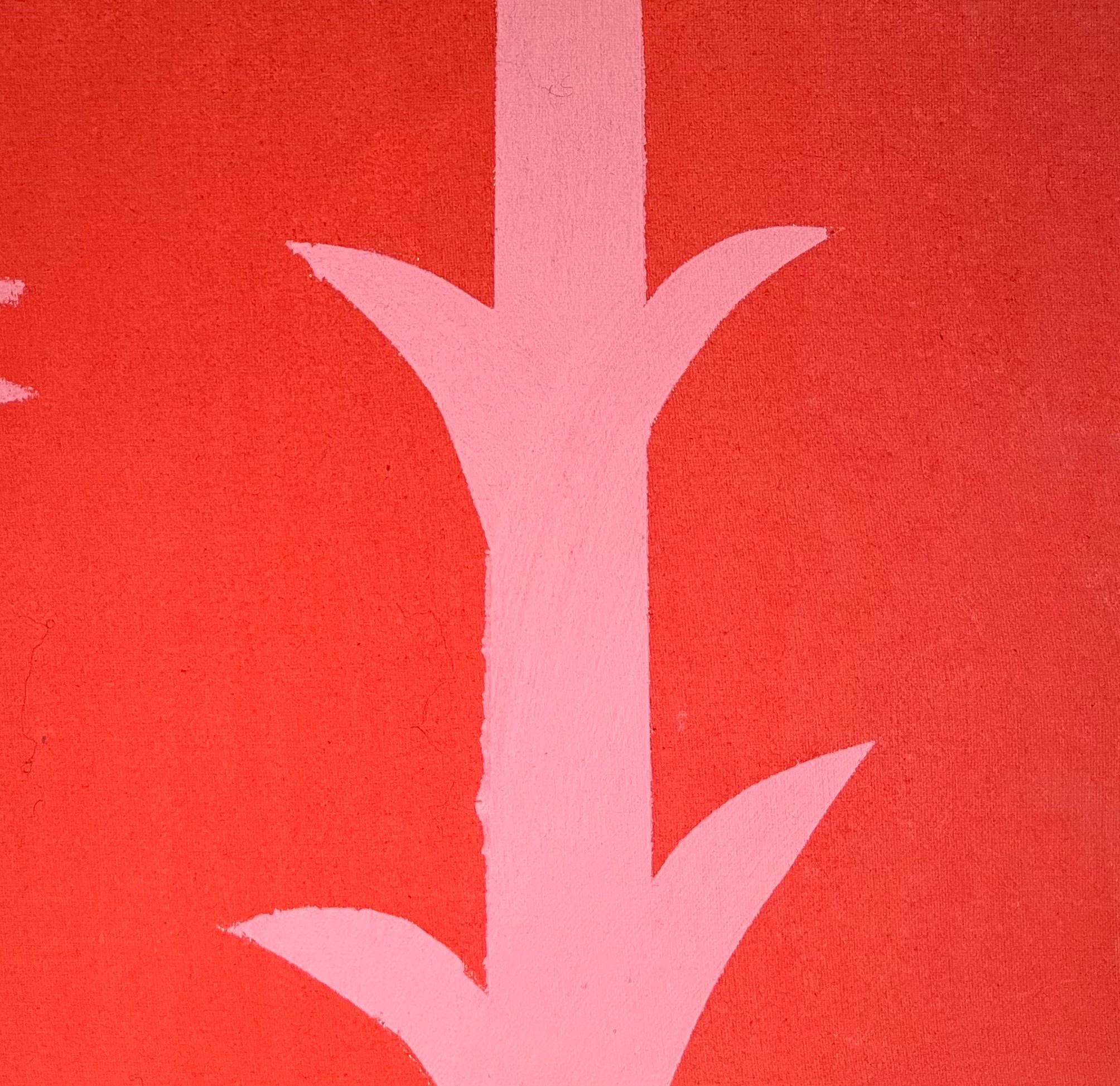 Growth by Alexander Schaller - Acrylic on Canvas - 43x59 cm - Red Figurative Painting by Alexandre Schaller