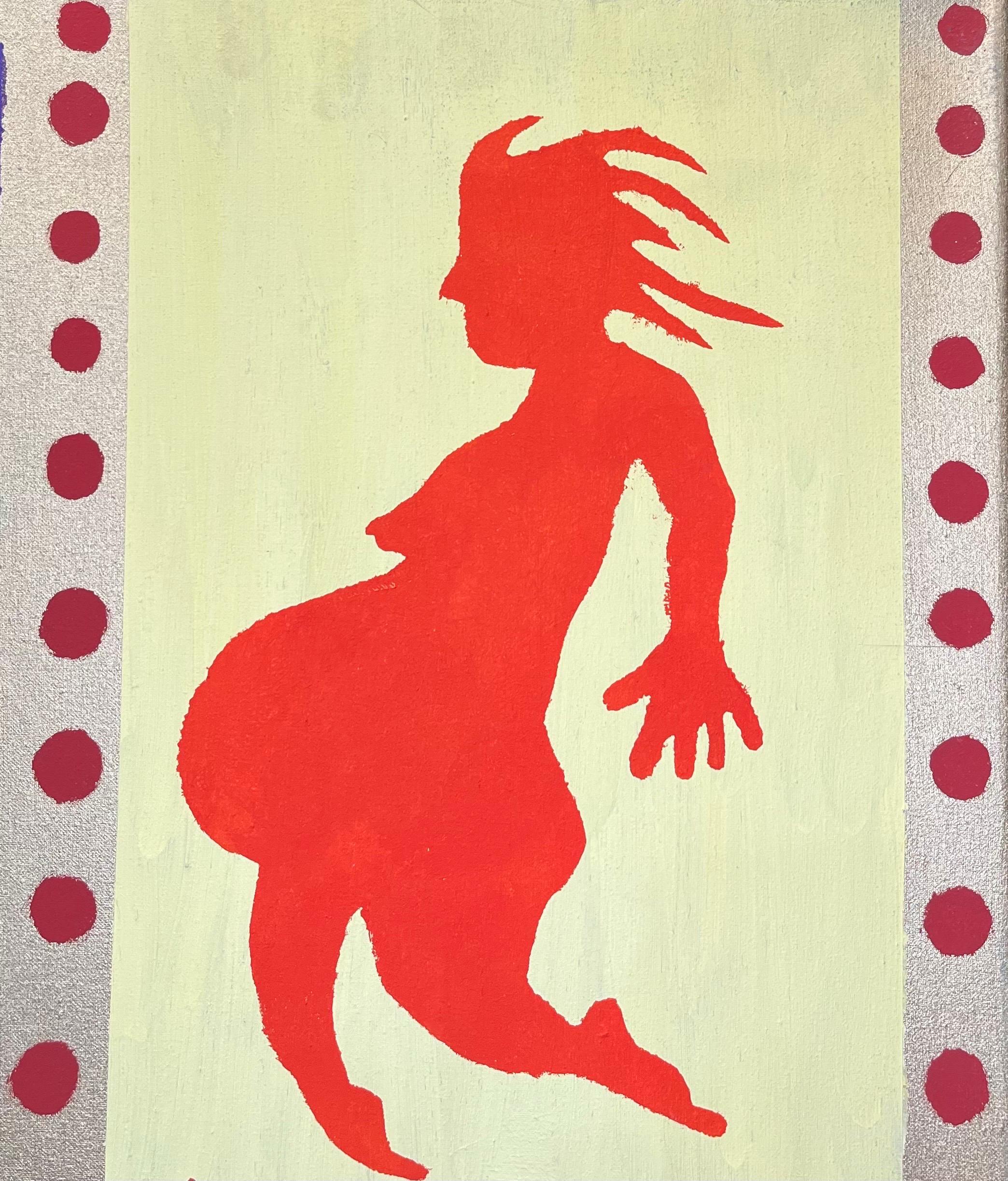 Chrono d'Alexander Schaller - Acrylique sur toile - 43 x59 cm - Beige Figurative Painting par Alexandre Schaller