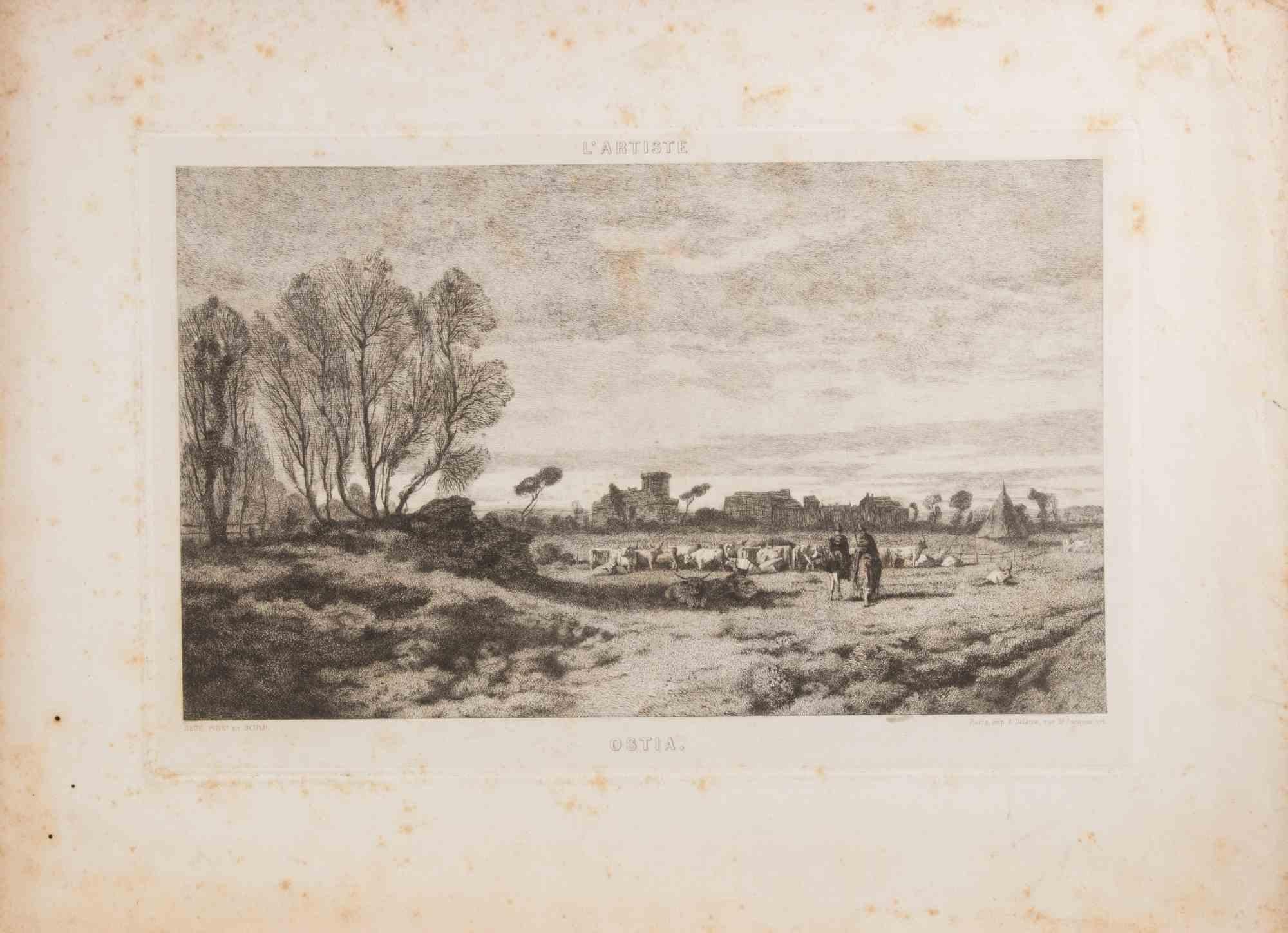 Etching realized bu Alexandre Segé (1818-1885) in 1860 ca. 

Rare and in good condition except for some foxing.