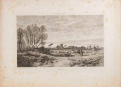 Ansicht von Ostia - Radierung von Alexandre Segé - um 1860.