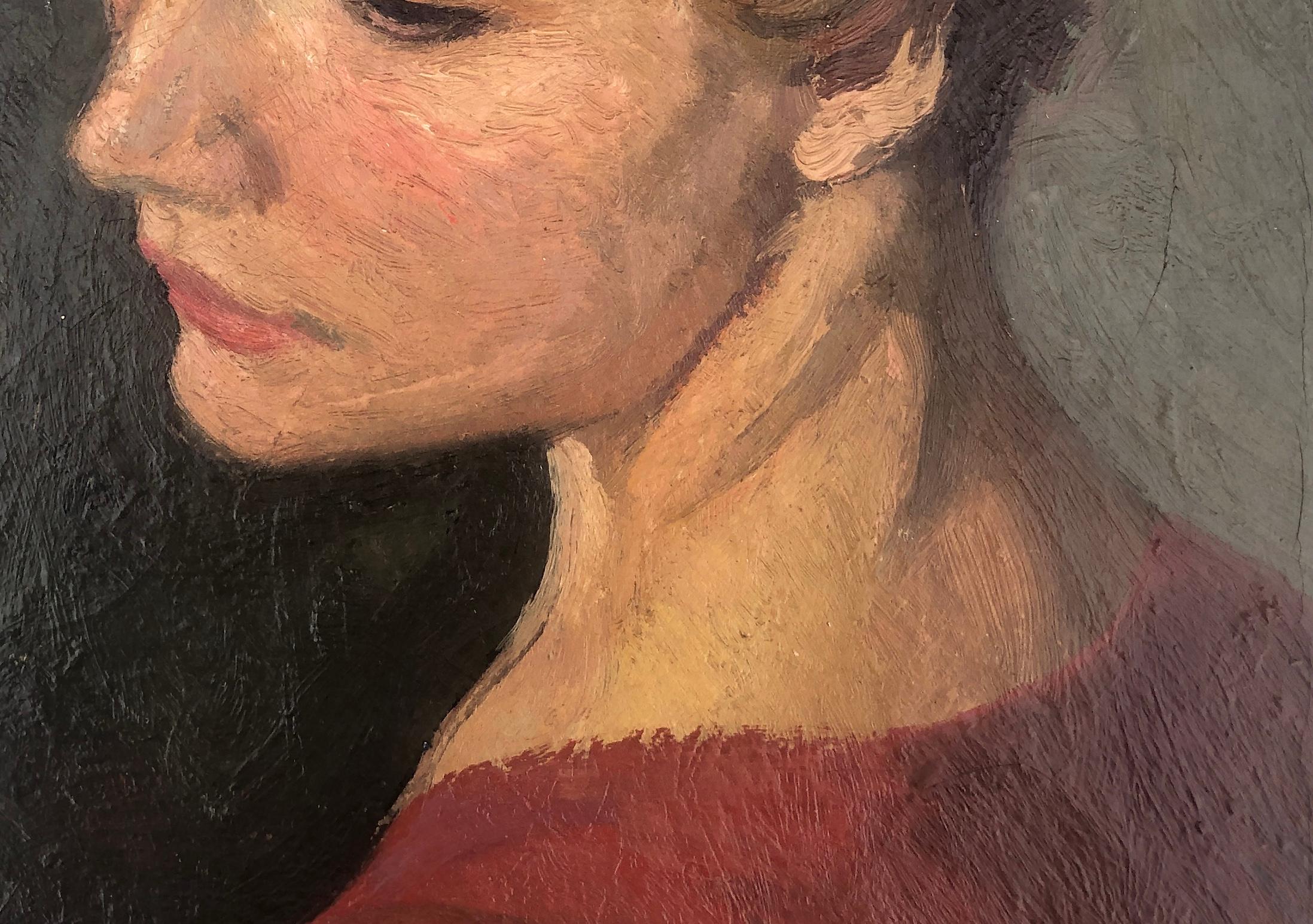 woman in profile oil on canvas painting portrait For Sale 3