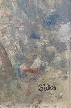 woman with hat in profile oil on canvas painting portrait