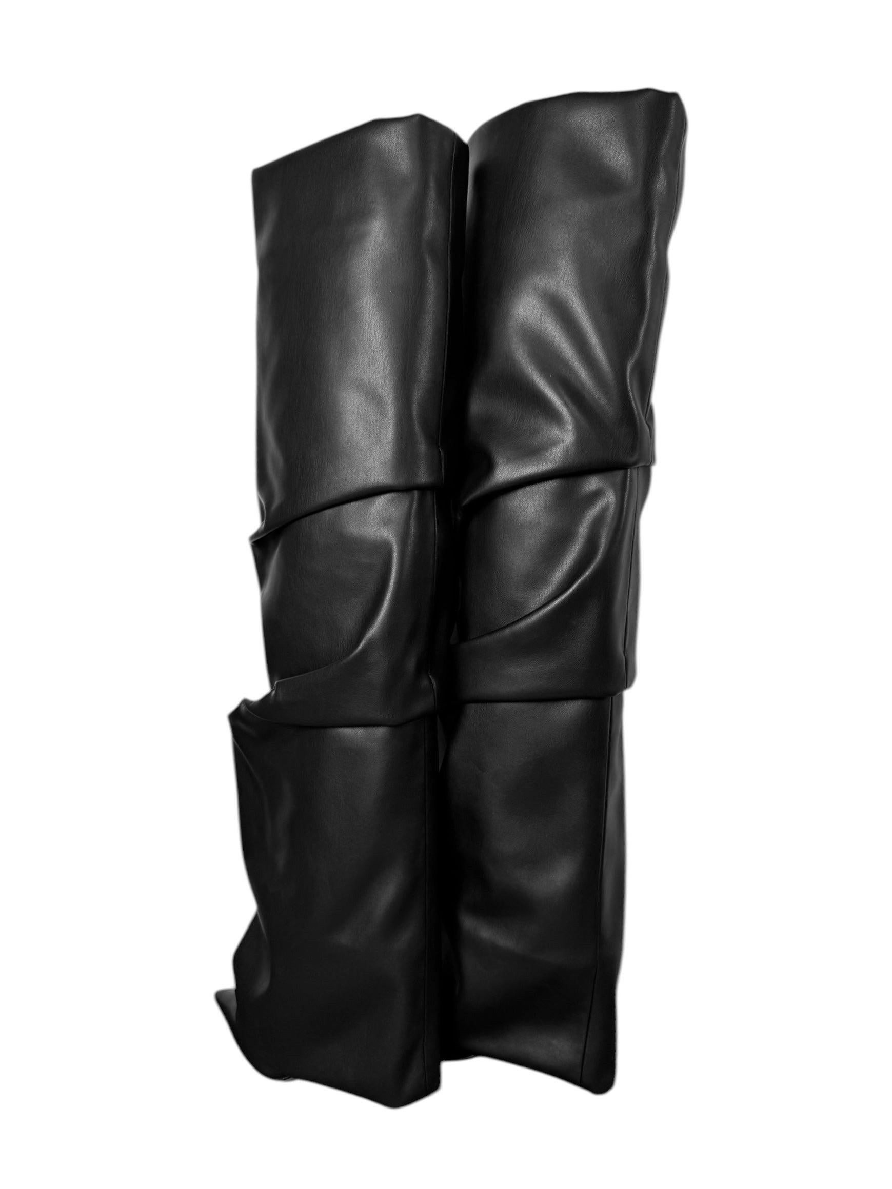 Black ALEXANDRE VAUTHIER 2020s BLACK DRAPED THIGH-HIGH BOOTS For Sale