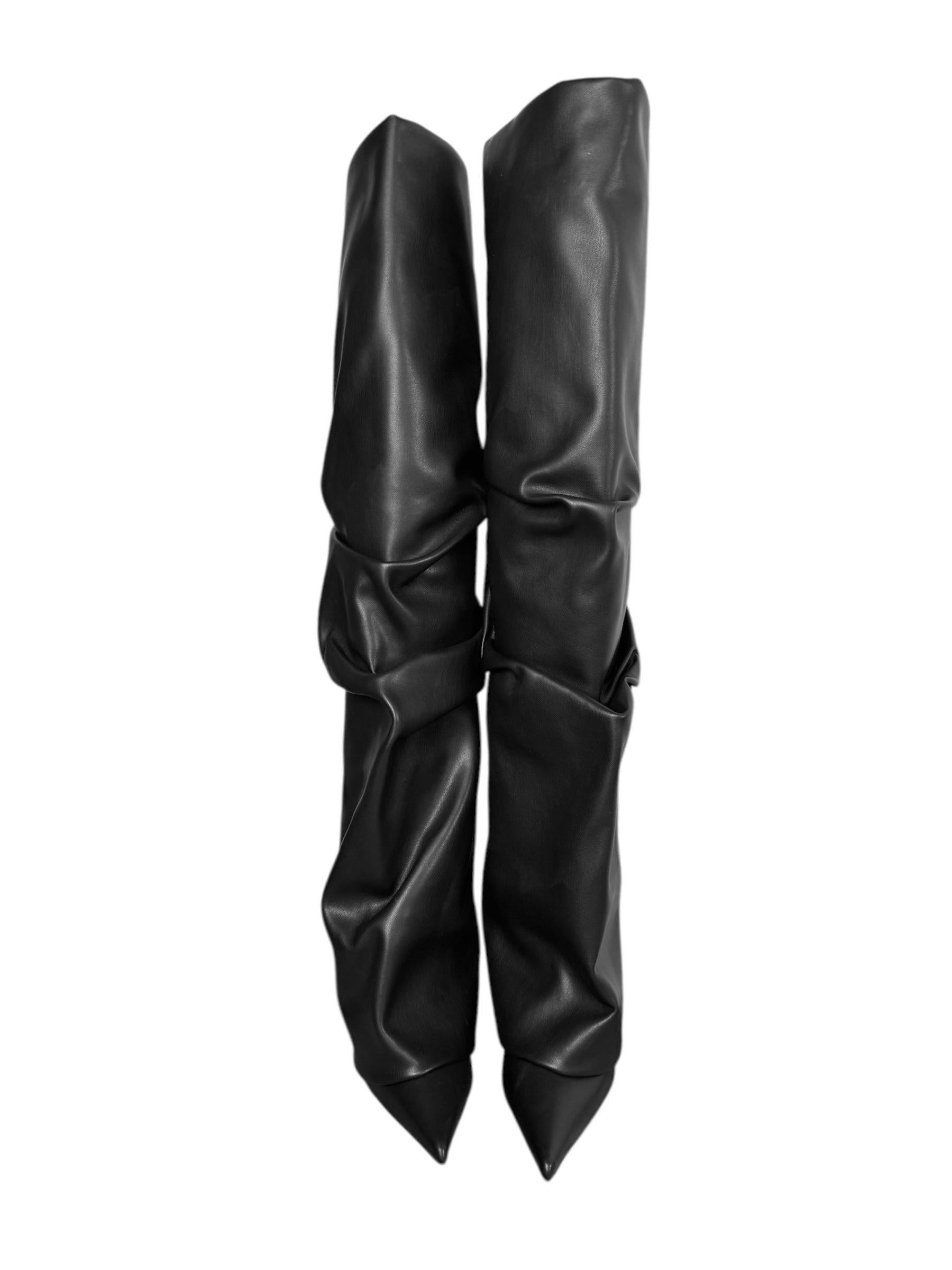 Women's ALEXANDRE VAUTHIER 2020s BLACK DRAPED THIGH-HIGH BOOTS For Sale