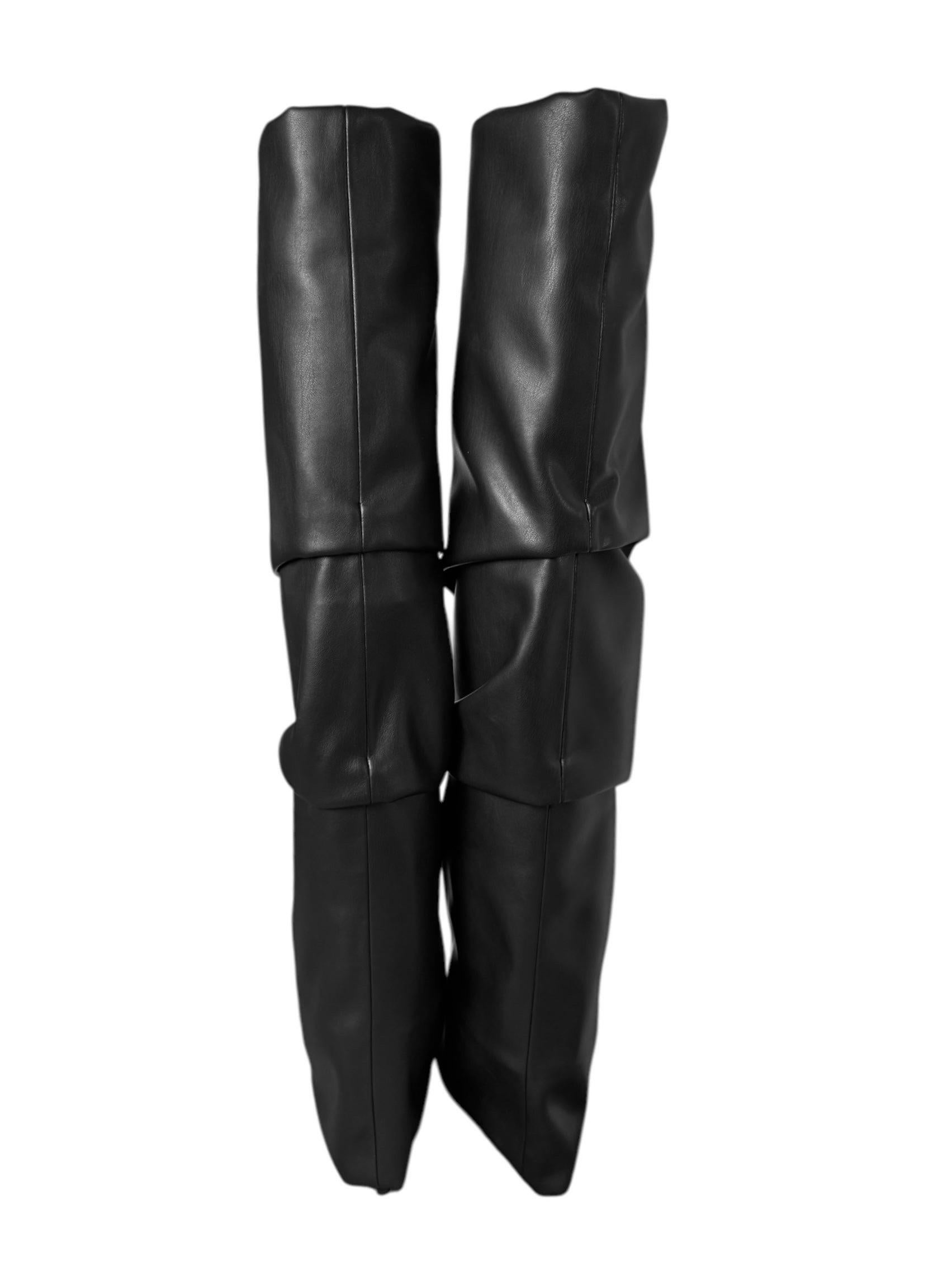 ALEXANDRE VAUTHIER 2020s BLACK DRAPED THIGH-HIGH BOOTS For Sale 2