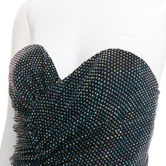 ALEXANDRE VAUTHIER 2021 blue black crystal bustier high slit strapless gown