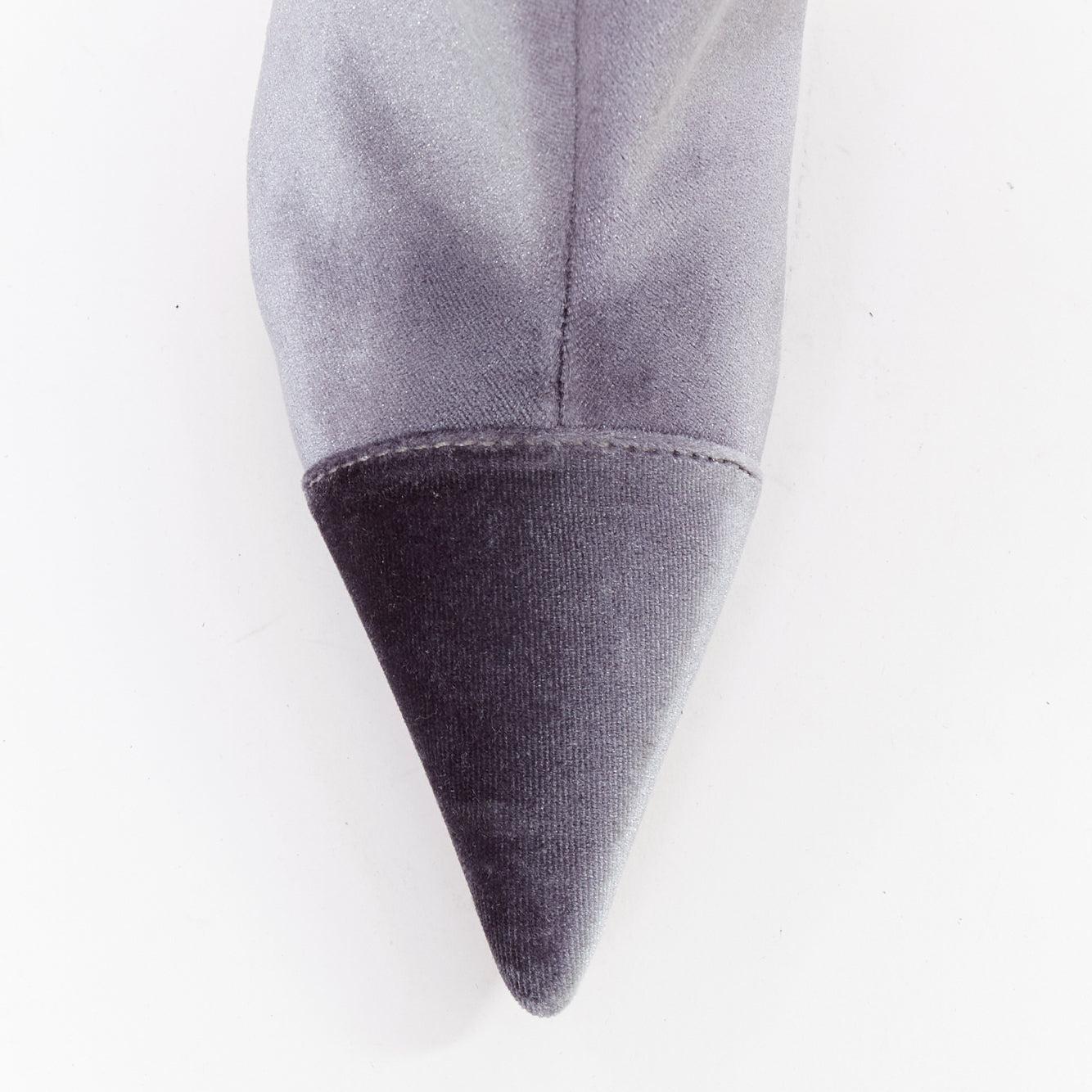 ALEXANDRE VAUTHIER Alex 105 velluto grigio stivali a punta al ginocchio EU39 in vendita 1