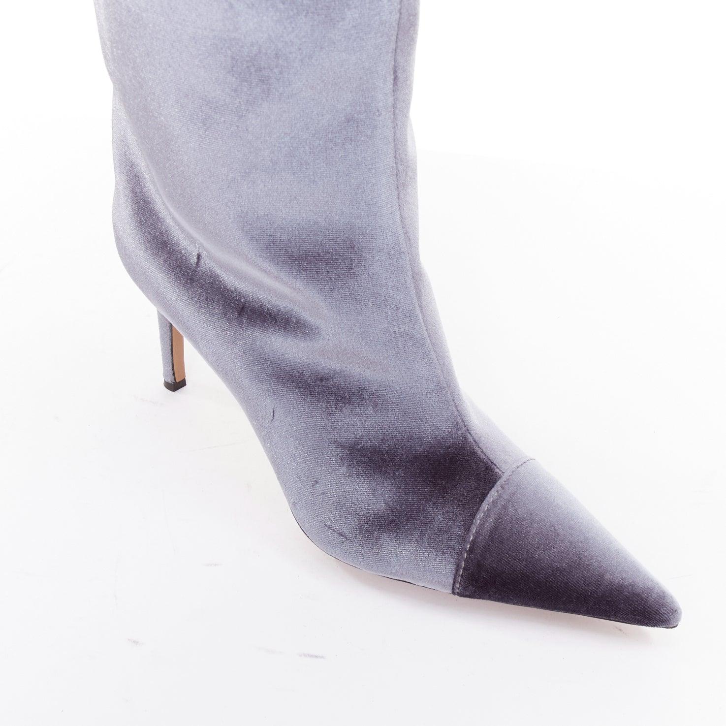 ALEXANDRE VAUTHIER Alex 105 velluto grigio stivali a punta al ginocchio EU39 in vendita 2