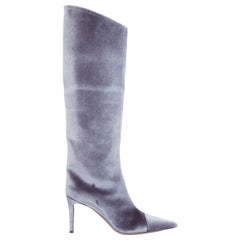 ALEXANDRE VAUTHIER Alex 105 terciopelo gris puntiagudo botas de caña alta EU39
