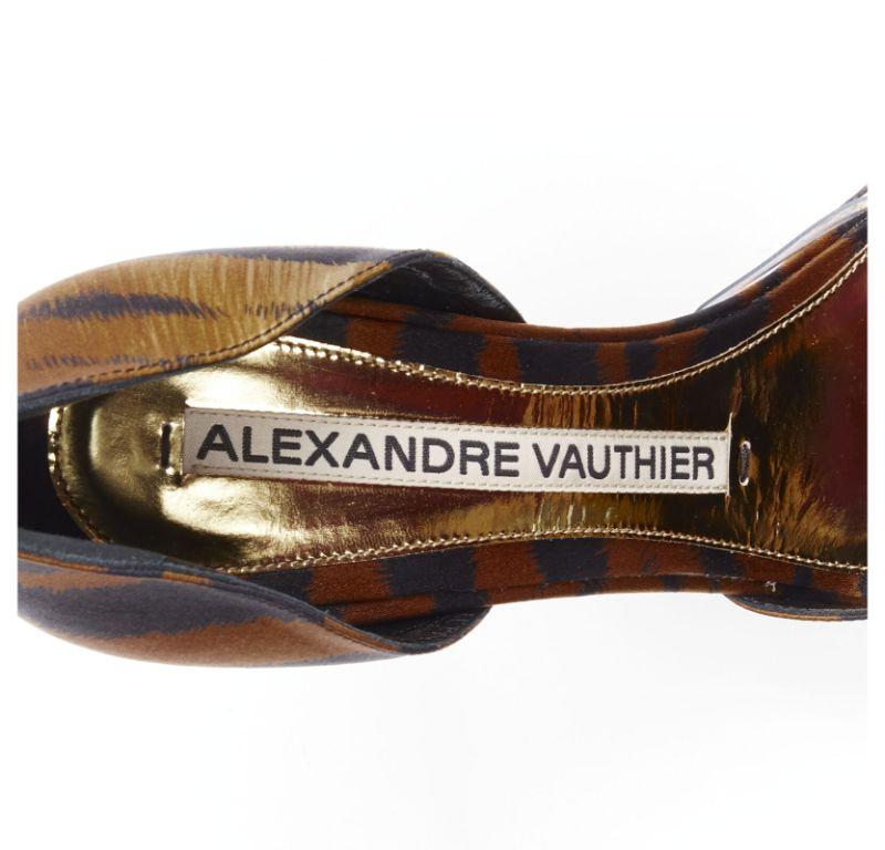 ALEXANDRE VAUTHIER Angelina brown black tiger satin stiletto pumps EU39 US9 For Sale 5