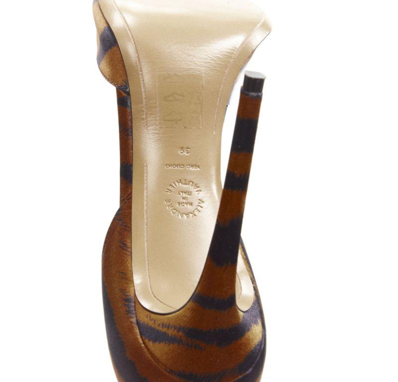ALEXANDRE VAUTHIER Angelina brown black tiger satin stiletto pumps EU39 US9 For Sale 4