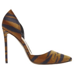 ALEXANDRE VAUTHIER Angelina brown black tiger satin stiletto pumps EU39 US9