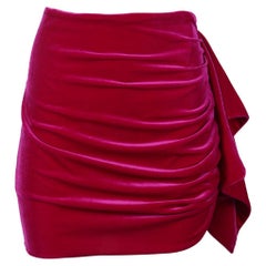 Alexandre Vauthier Asymmetric Draped Velvet Mini Skirt Fr 44 Uk 16