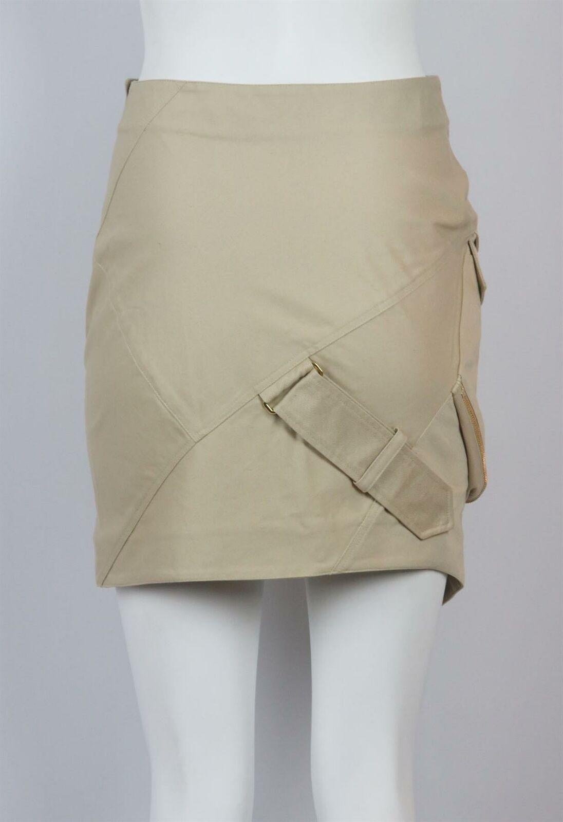Brown Alexandre Vauthier Asymmetric Wrap Effect Cotton Twill Mini Skirt