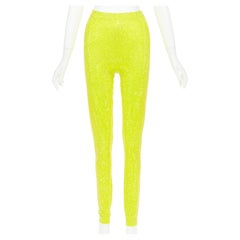 ALEXANDRE VAUTHIER AW2023 neon yellow strass crystal embellished legging pants