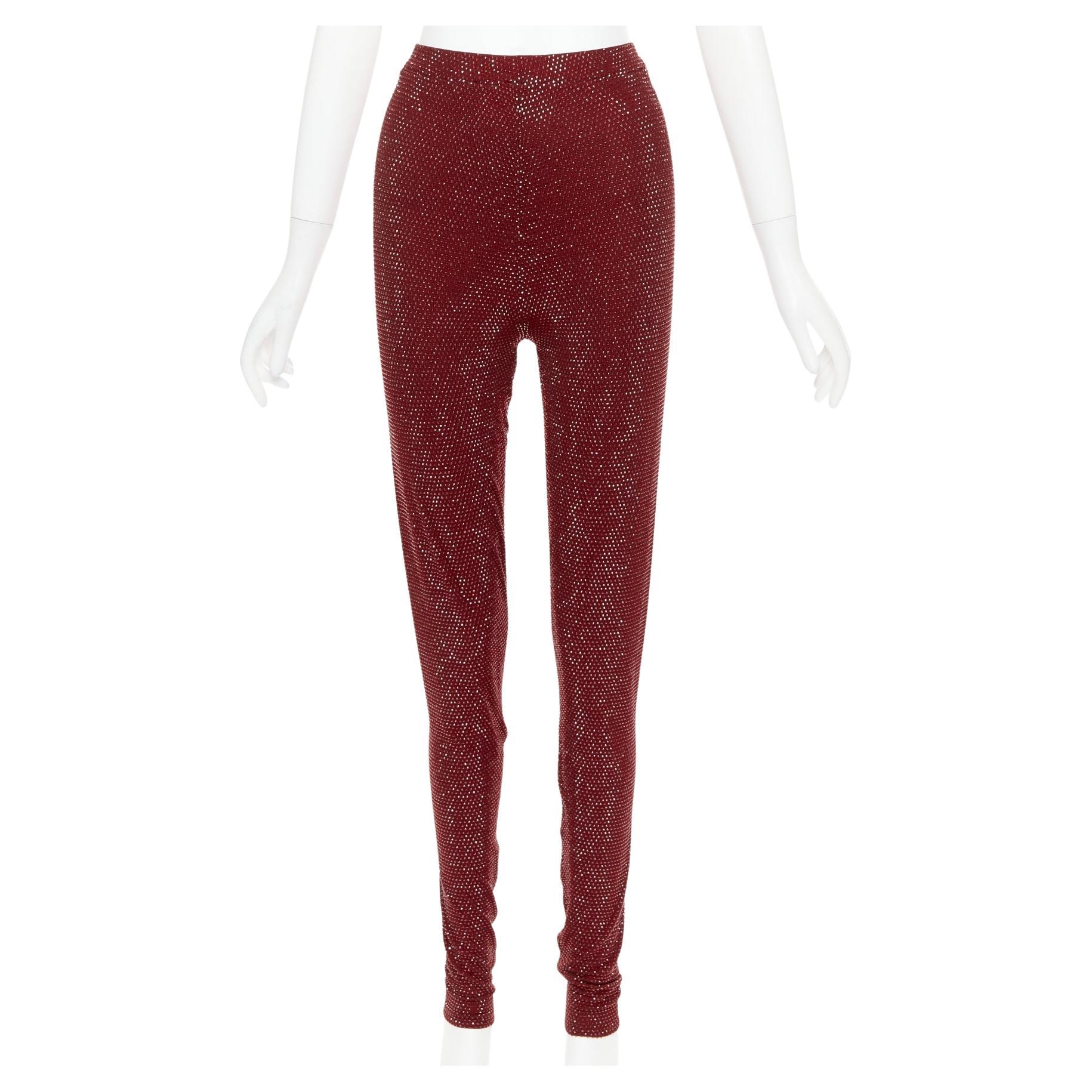 ALEXANDRE VAUTHIER Pasarela AW2023 Pantalones legging con cristales de strass rojo cinabrio