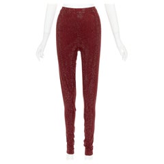 ALEXANDRE VAUTHIER AW2023 Runway Cinnabar red strass crystal legging pants