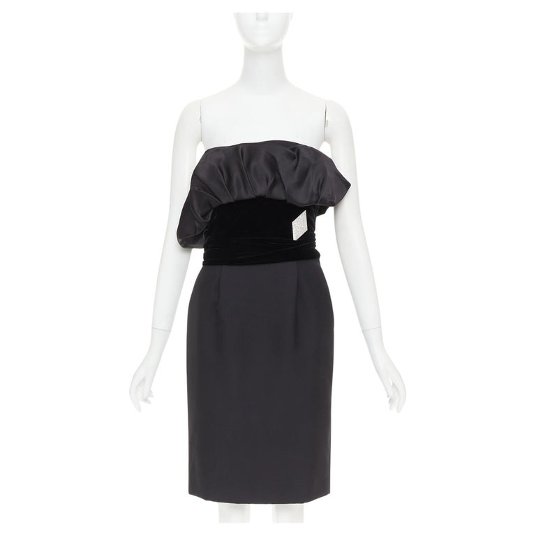 alexandre vauthier black velvet dress Alexandre Vauthier Black Velvet Dramatic Drape Detail Dress