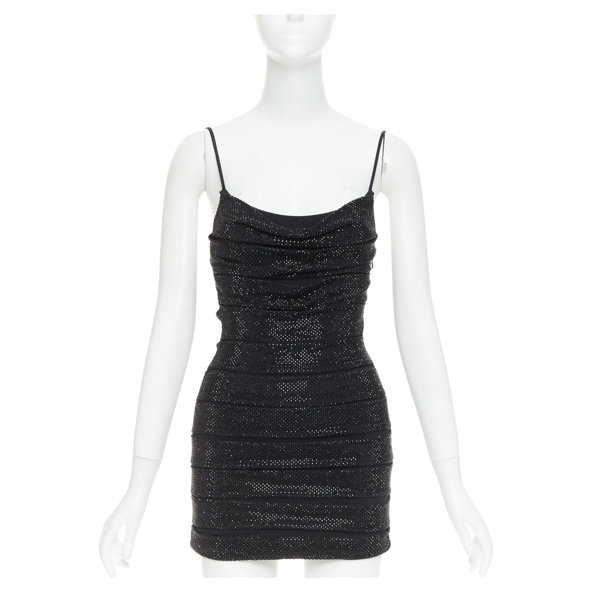 ALEXANDRE VAUTHIER Schwarzes kristallbesetztes Bandage-Mini-Slipkleid