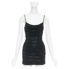 ALEXANDRE VAUTHIER black crystal strass stretched panel bandage mini slip dress